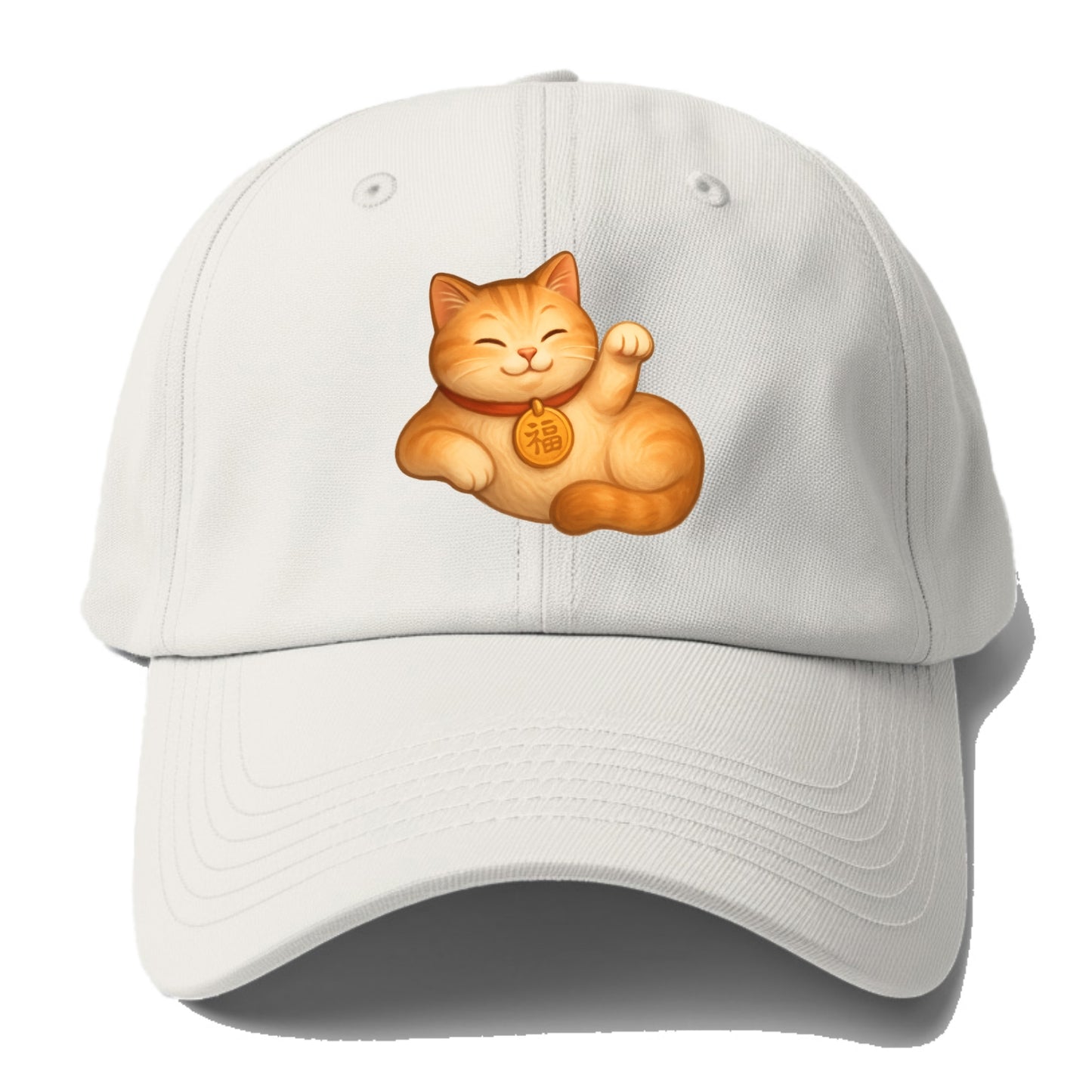 Maneki Neko Pose - Baseball Cap For Big Heads - Off White