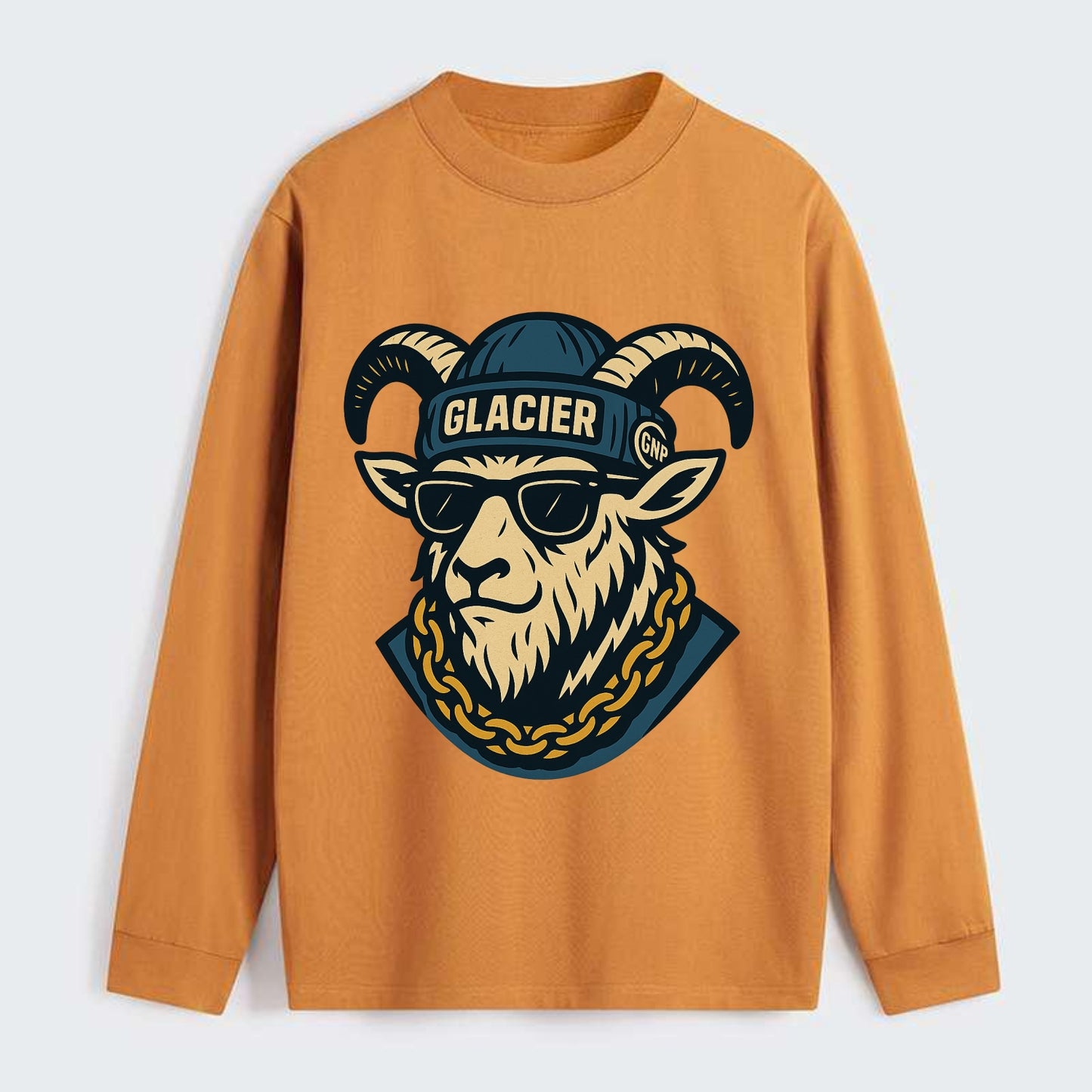 Glacier Mountain Goat - Classic Long Sleeve Shirt - Orange