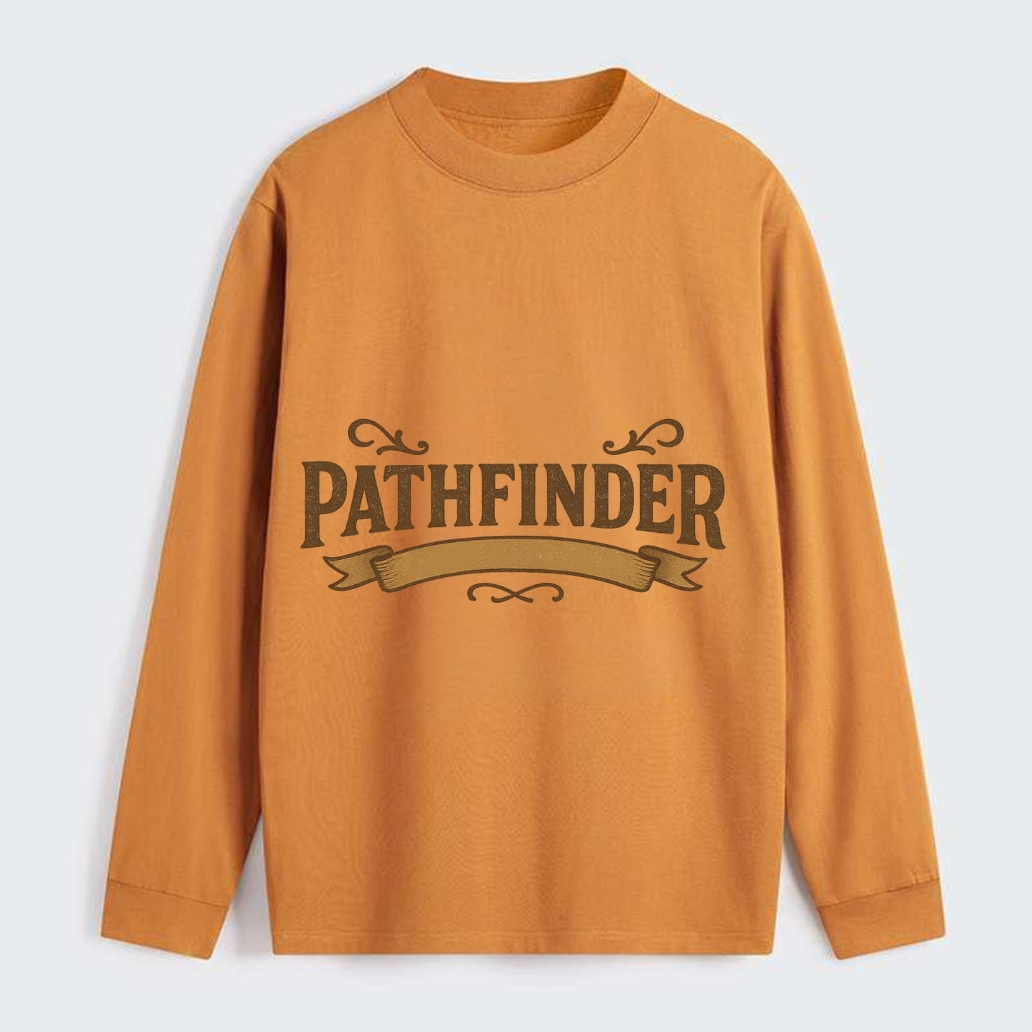 Bold typography design - "PATHFINDER" - finding the way, leading others - Classic Long Sleeve Shirt - Orange