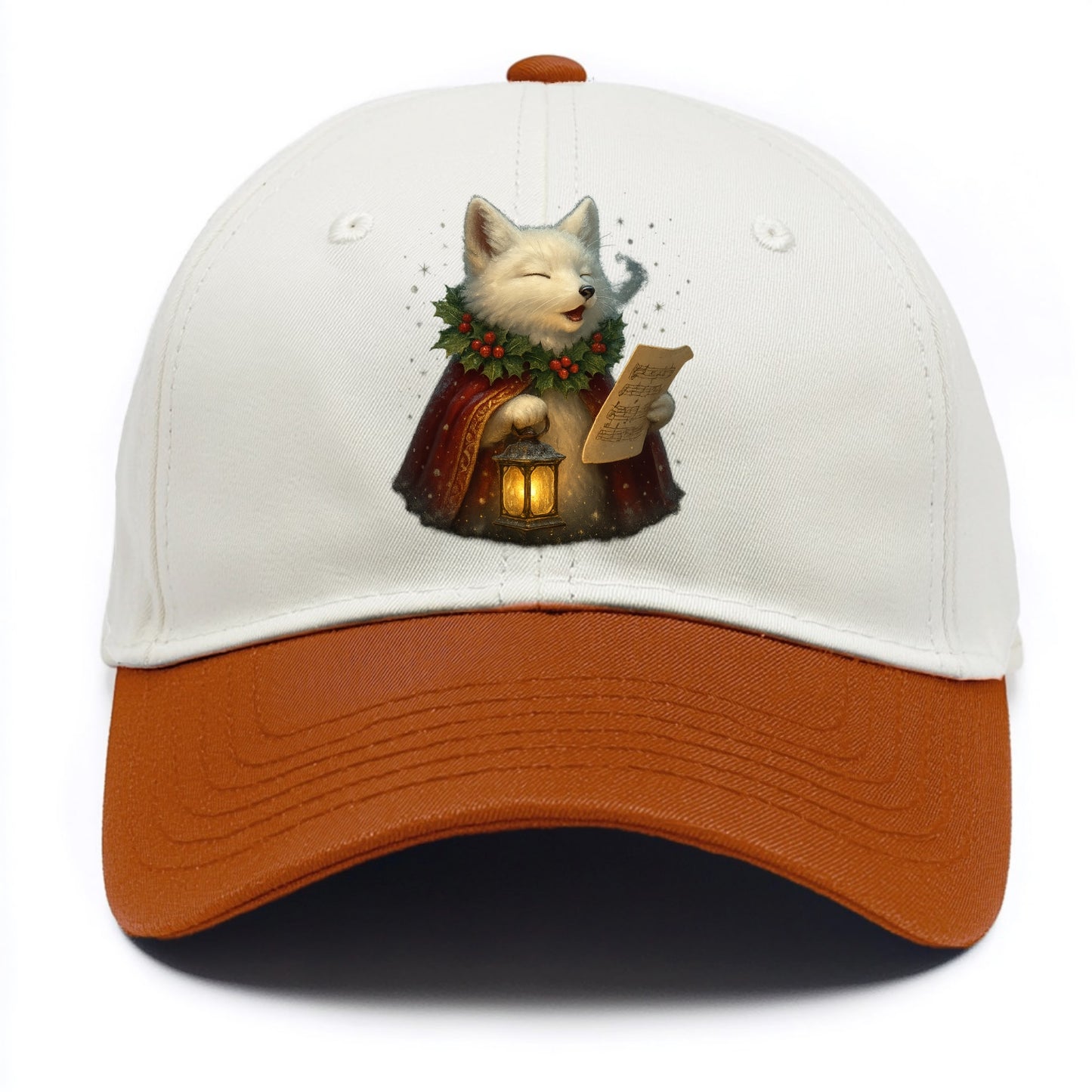Snowbound Arctic Fox Caroler - Two Tone Cap - Orange