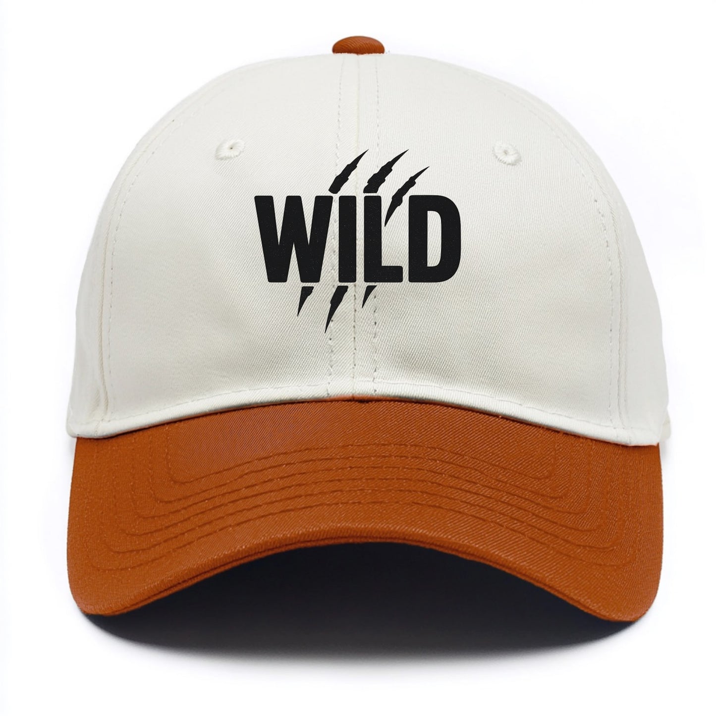 Bold typography design - "WILD" - untamed, natural, free - Two Tone Cap - Orange