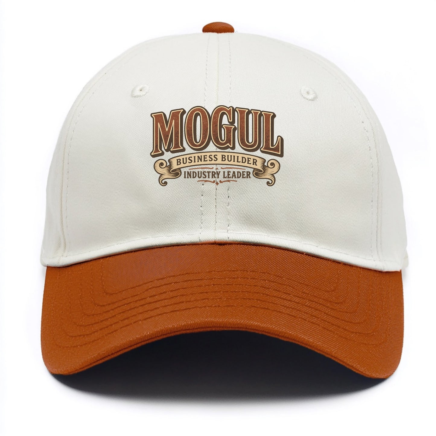 Bold typography design - "MOGUL" - business builder, industry leader - Two Tone Cap - Orange