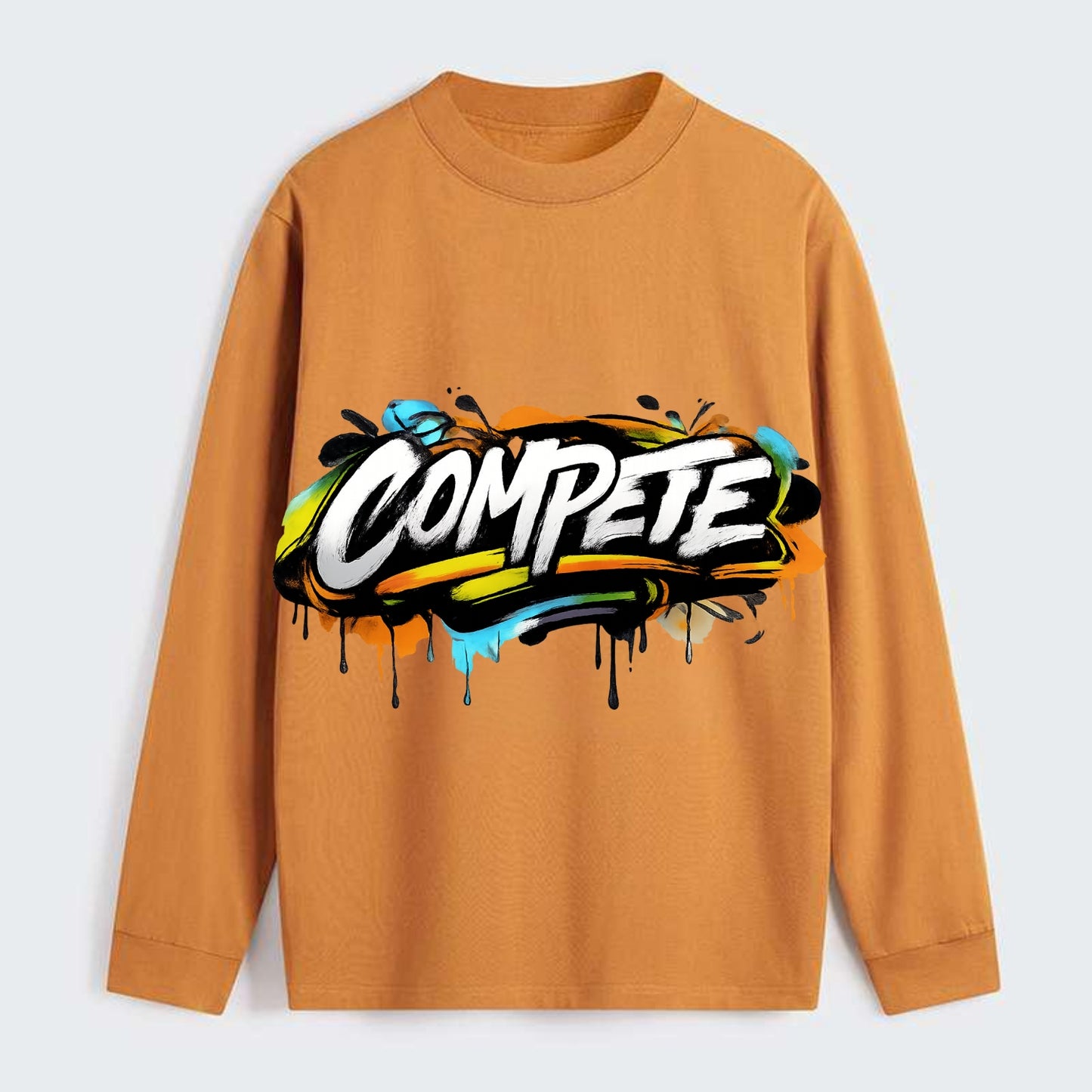 Bold typography design - "COMPETE" - competitive spirit, love the game - Classic Long Sleeve Shirt - Orange