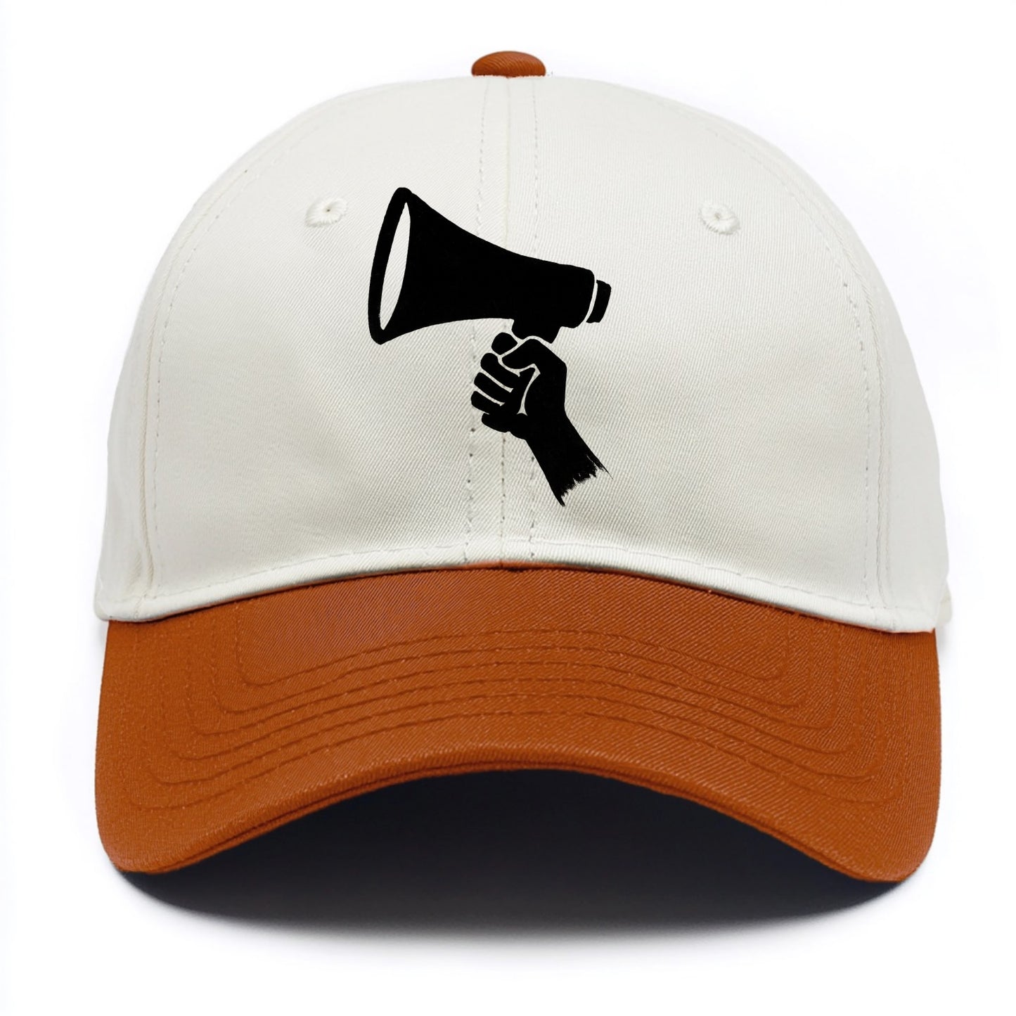 Megaphone silhouette - voice and protest ink brushwork - Two Tone Cap - Orange