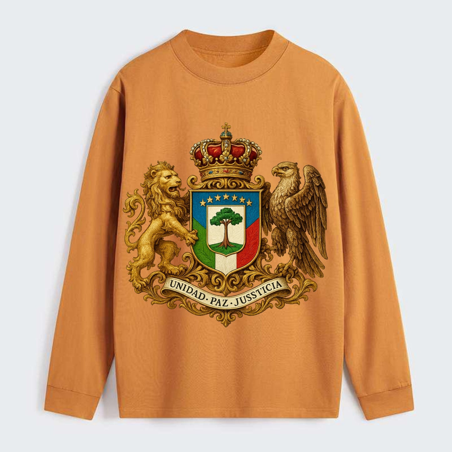 Equatorial Guinea Silk Cotton Tree Emblem - Classic Long Sleeve Shirt - Orange