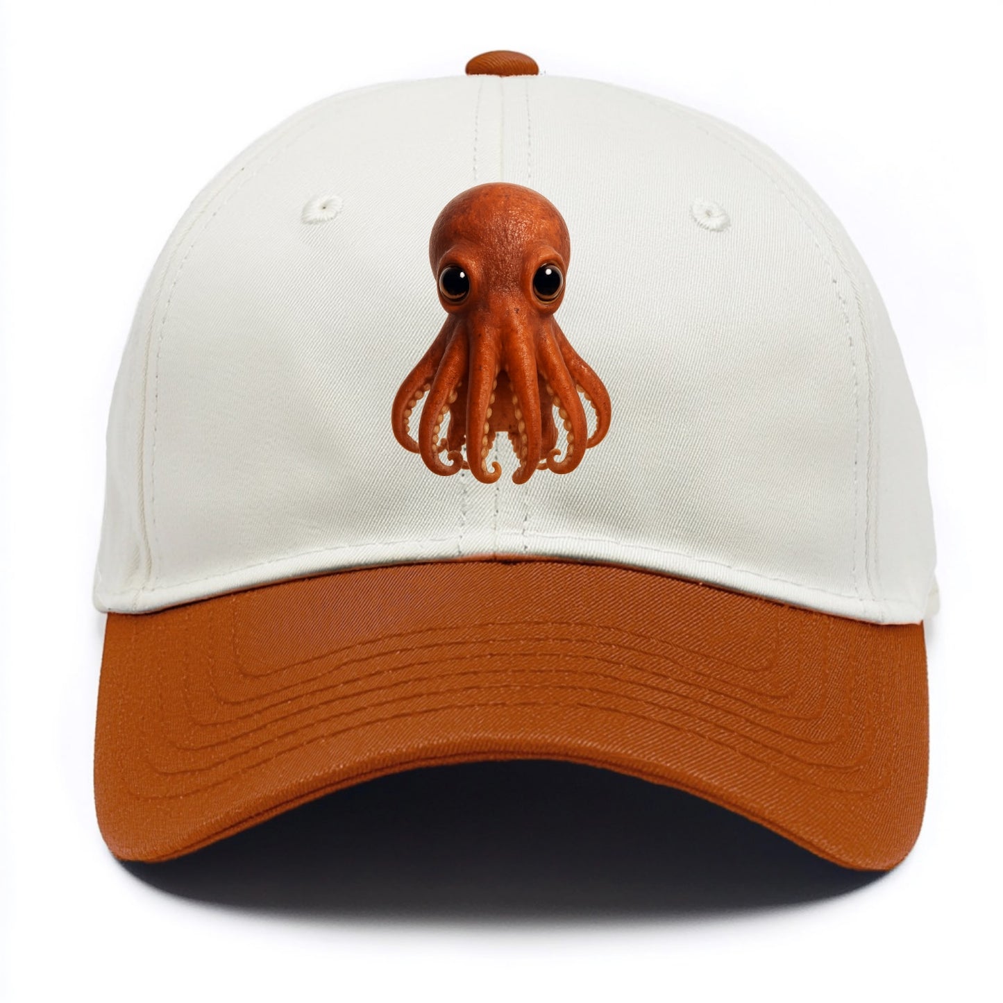 Baby Giant Pacific Octopus - reddish, smaller tentacles, expressive eyes, - Two Tone Cap - Orange