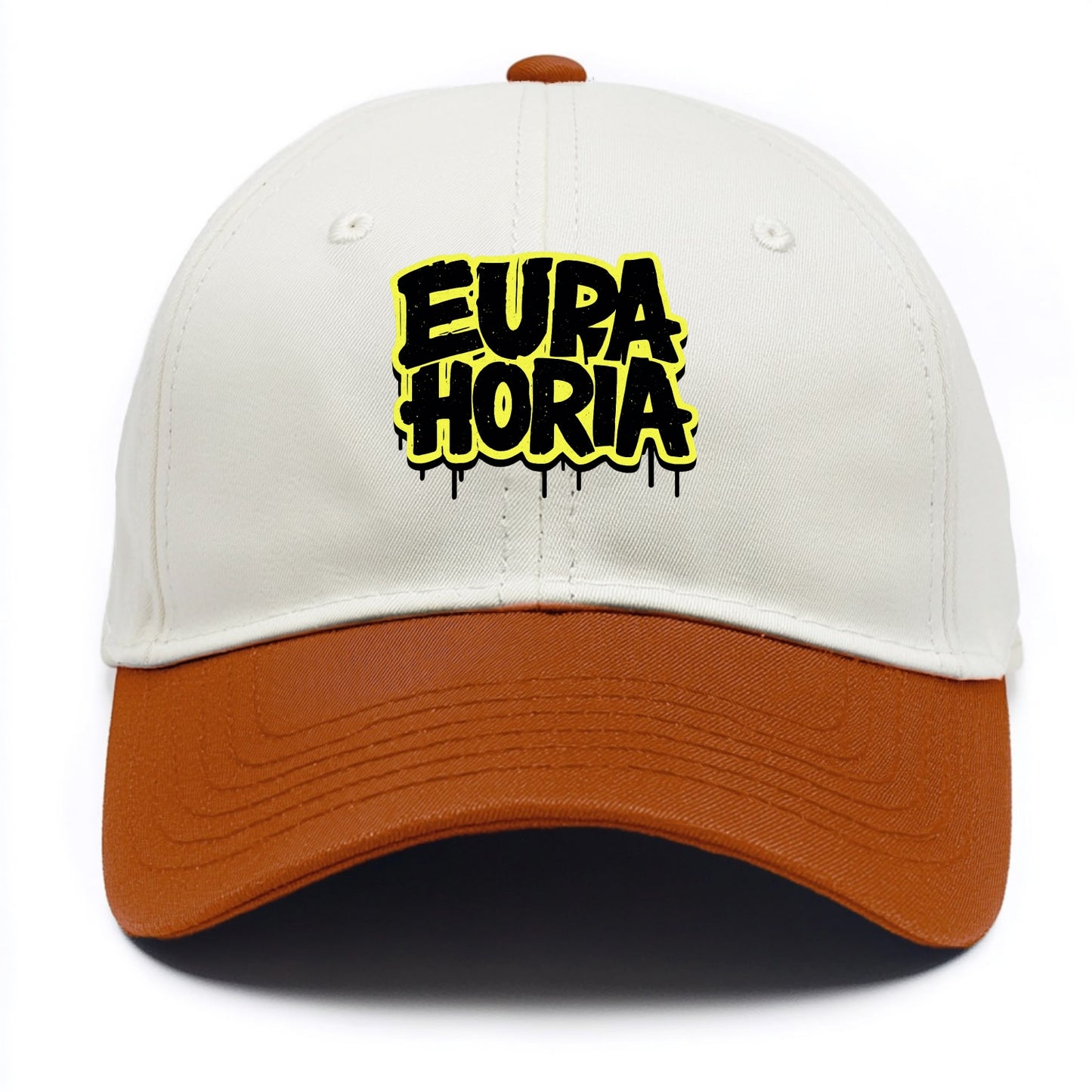 Bold typography design - "EUPHORIA" - intense happiness, ecstasy - Two Tone Cap - Orange