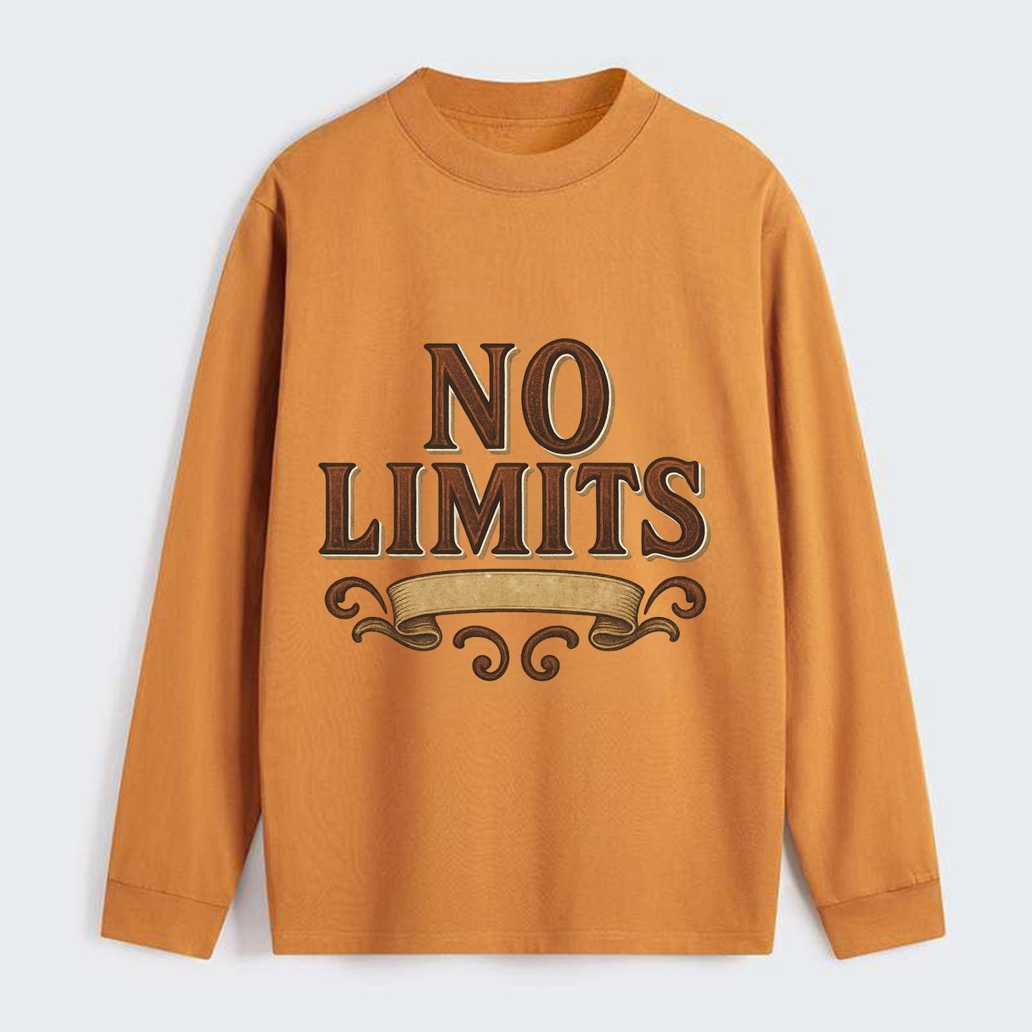 Bold typography design - "NO LIMITS" - boundless potential - Classic Long Sleeve Shirt - Orange