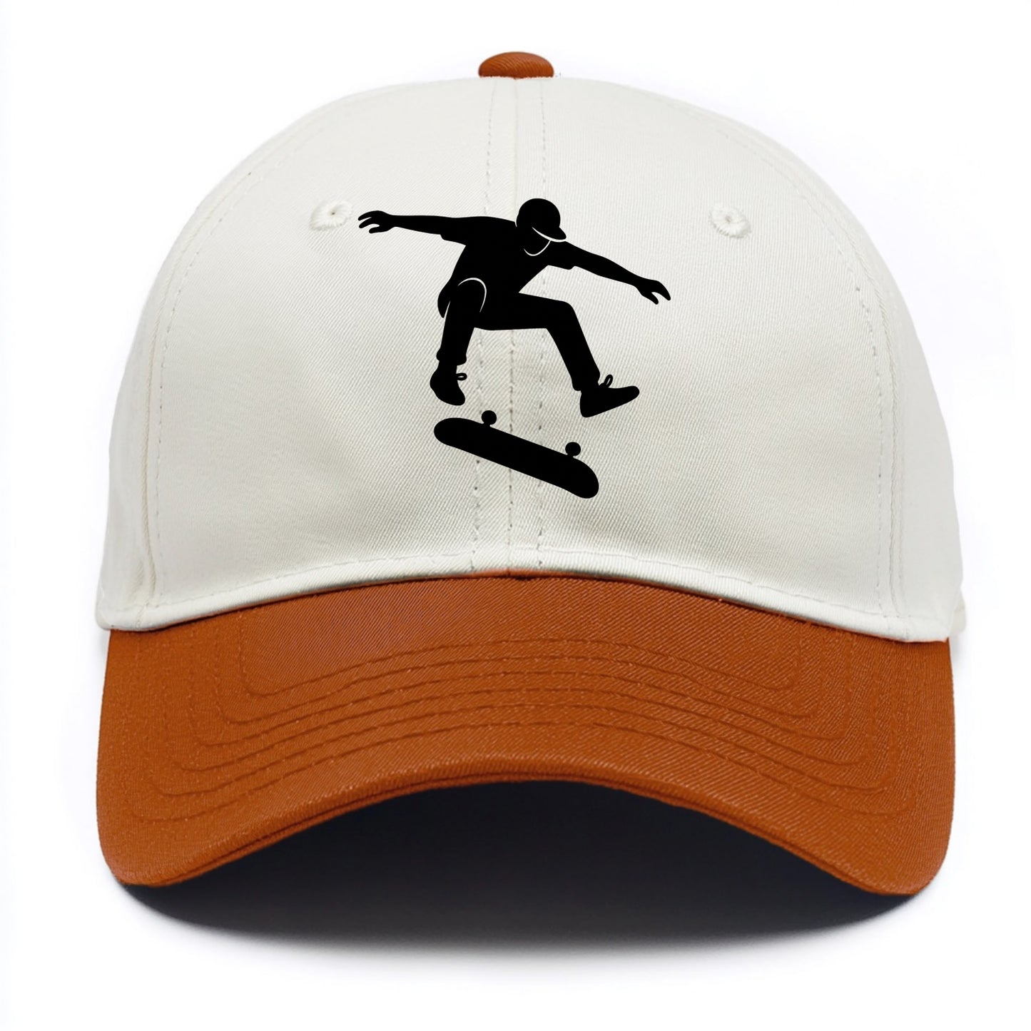 Skateboarder doing kickflip trick - Two Tone Cap - Orange