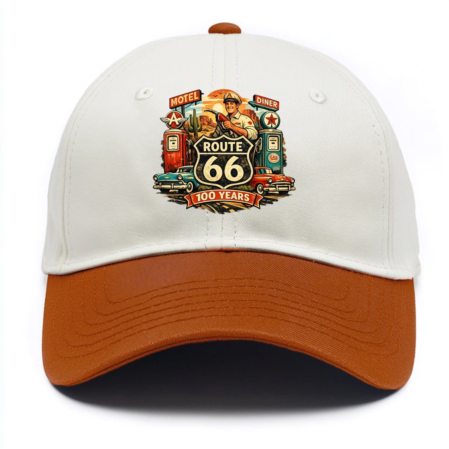 FILL ER UP | Vintage gas pumps | Flying A or Texaco style | Service station | Fuel - Two Tone Cap - Orange
