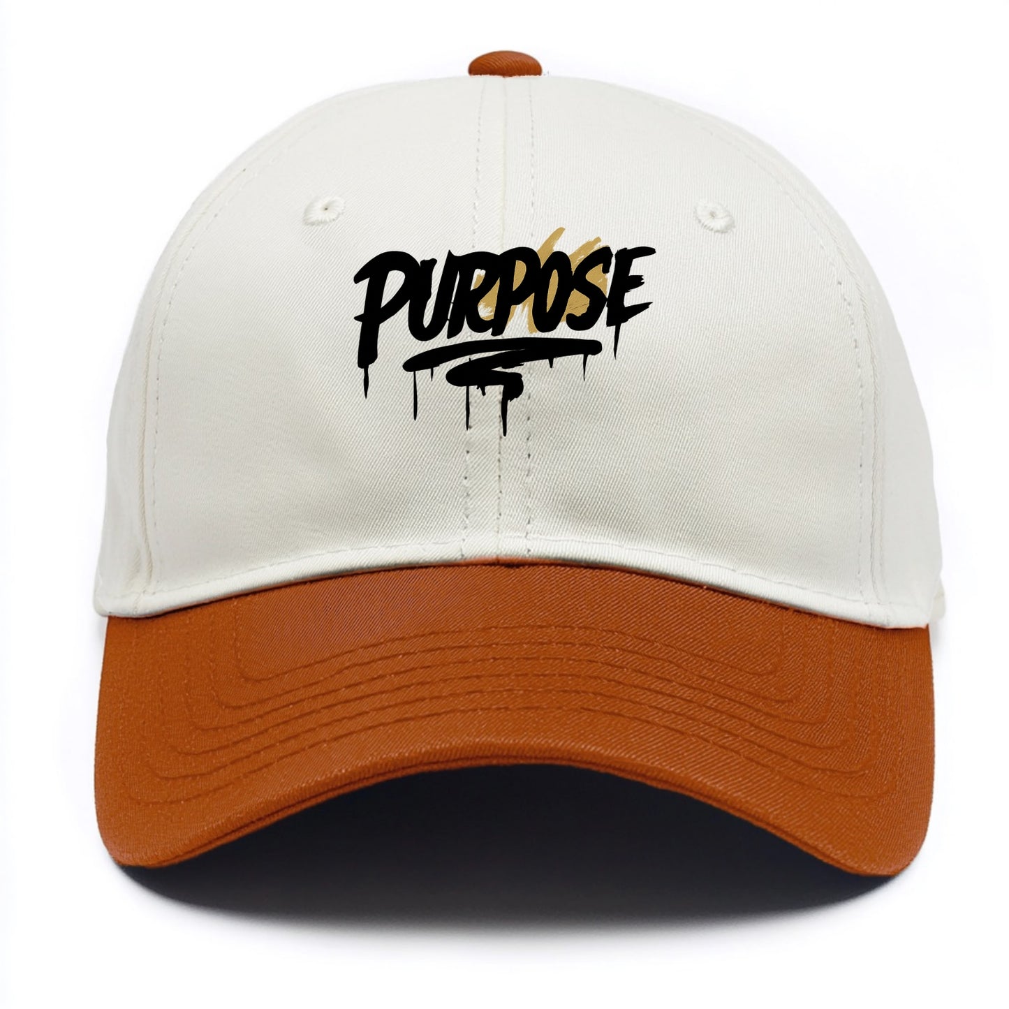 Bold typography design - "PURPOSE" - reason for being - Two Tone Cap - Orange