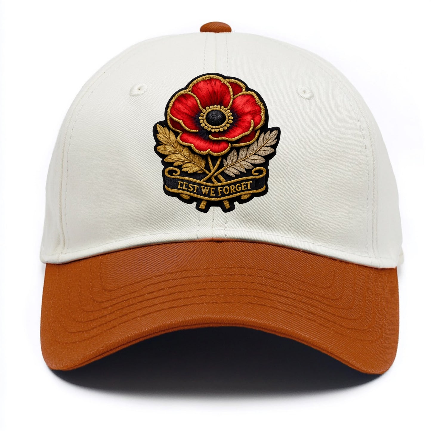 MEMORIAL POPPY - red poppy flower in scarlet , remembrance - Two Tone Cap - Orange