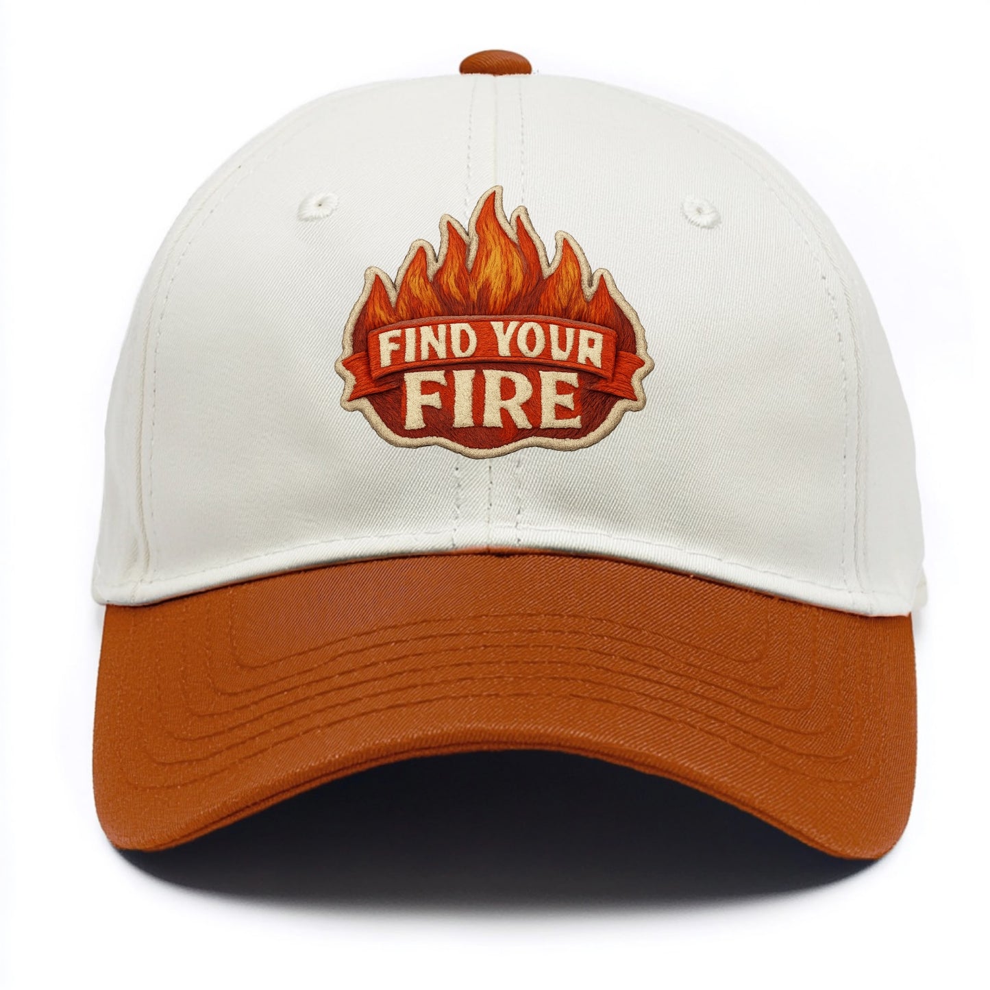 FIND YOUR FIRE - flames with text in orange , passion - Two Tone Cap - Orange
