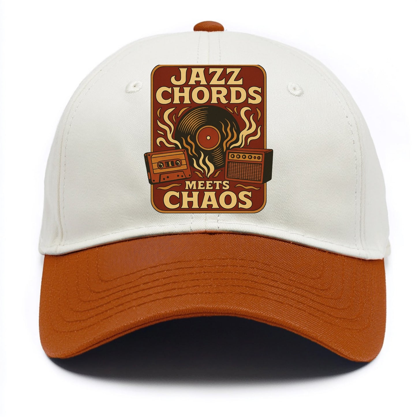Jazz chords with hyperpop energy - "Jazz Meets Chaos" - unexpected fusion - Two Tone Cap - Orange