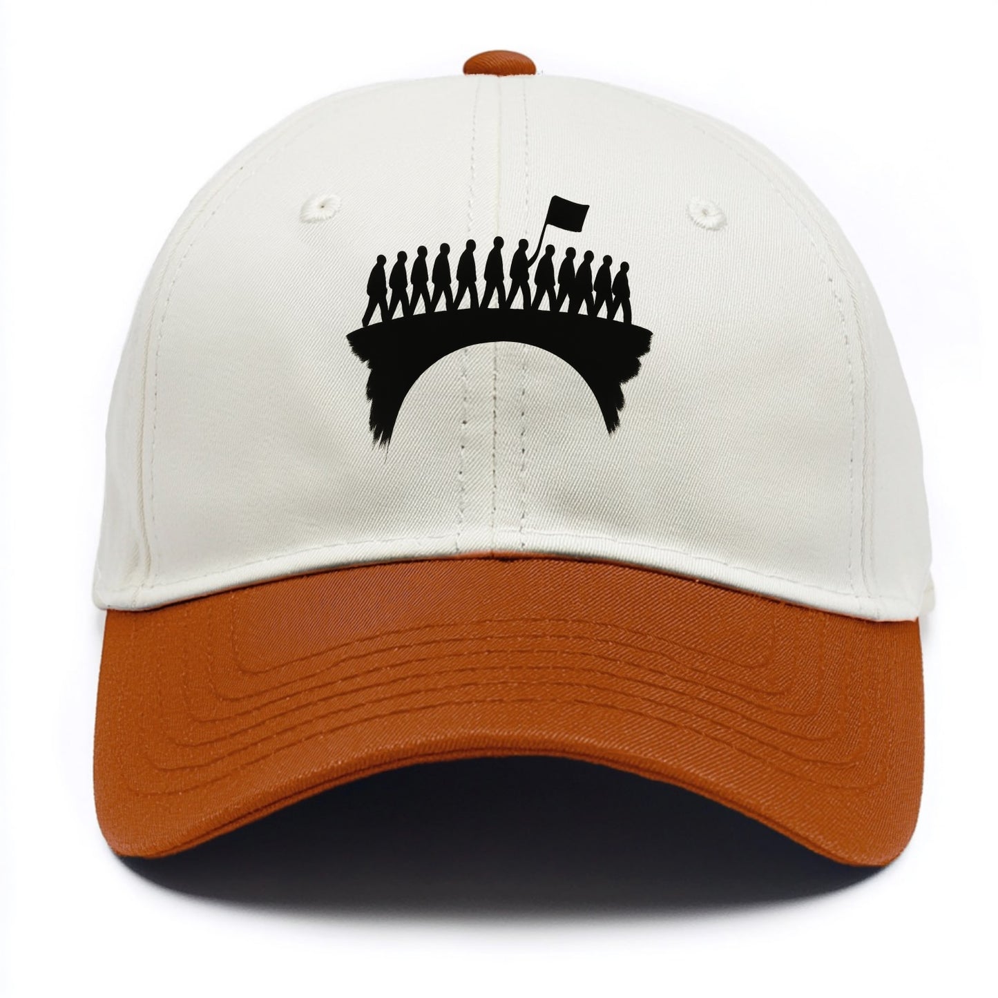March on bridge silhouette - historic protest ink painting - Two Tone Cap - Orange