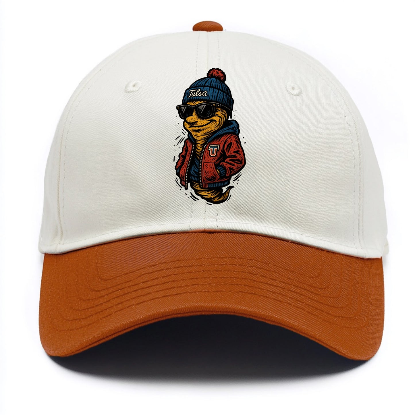 Tulsa Hurricane wearing Tulsa beanie with TU patch - Two Tone Cap - Orange