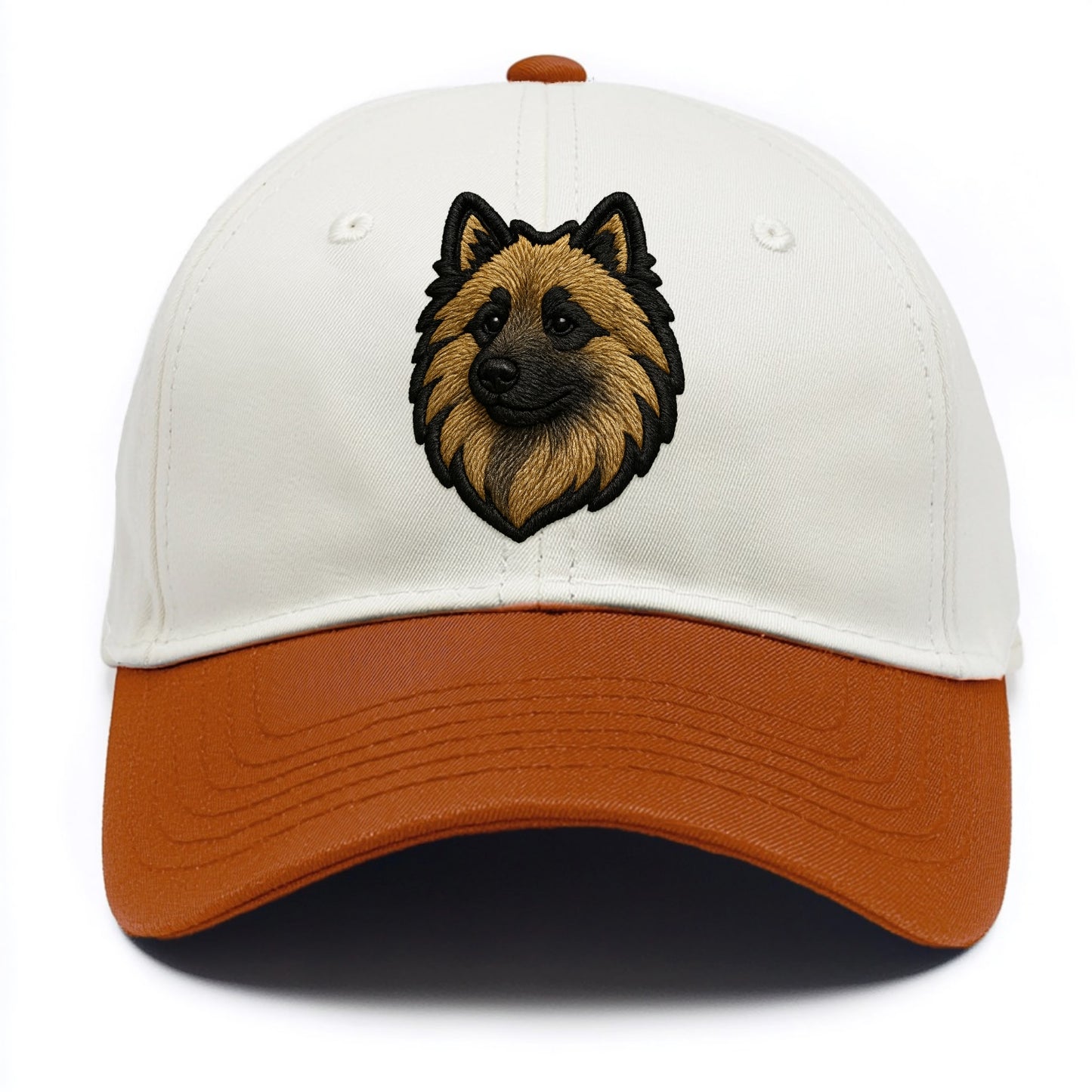 Keeshond - Contemporary spitz logo with - Two Tone Cap - Orange