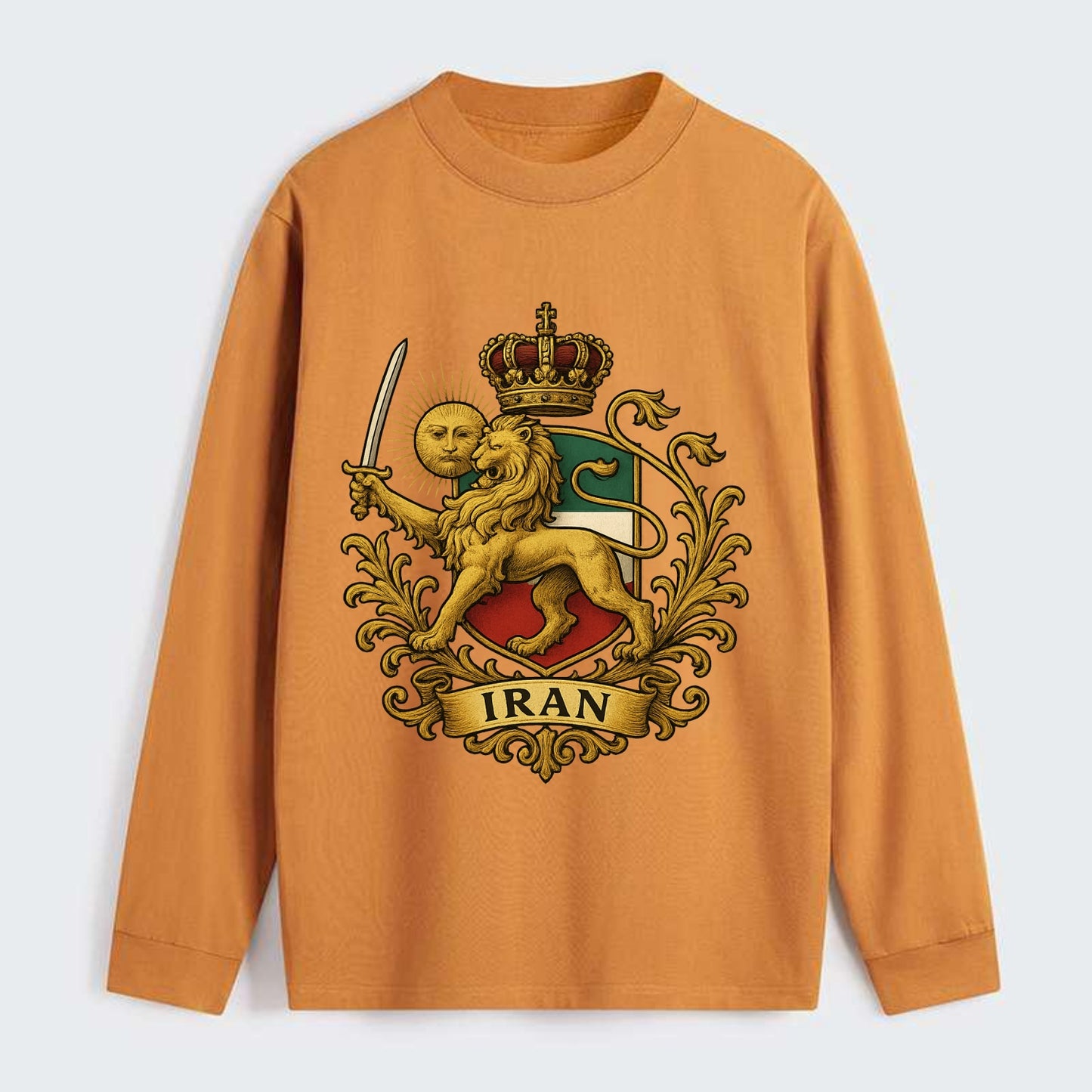 Royal Iran Coat Of Arms - Classic Long Sleeve Shirt - Orange