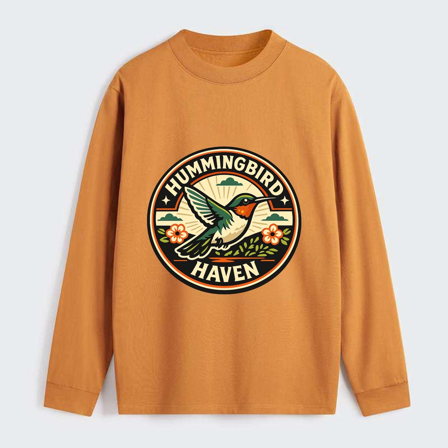 Hummingbird Sanctuary Emblem - Classic Long Sleeve Shirt - Orange