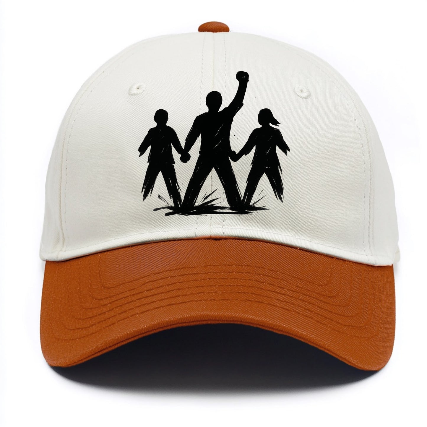 Human chain formation - unity and protection ink brushwork - Two Tone Cap - Orange