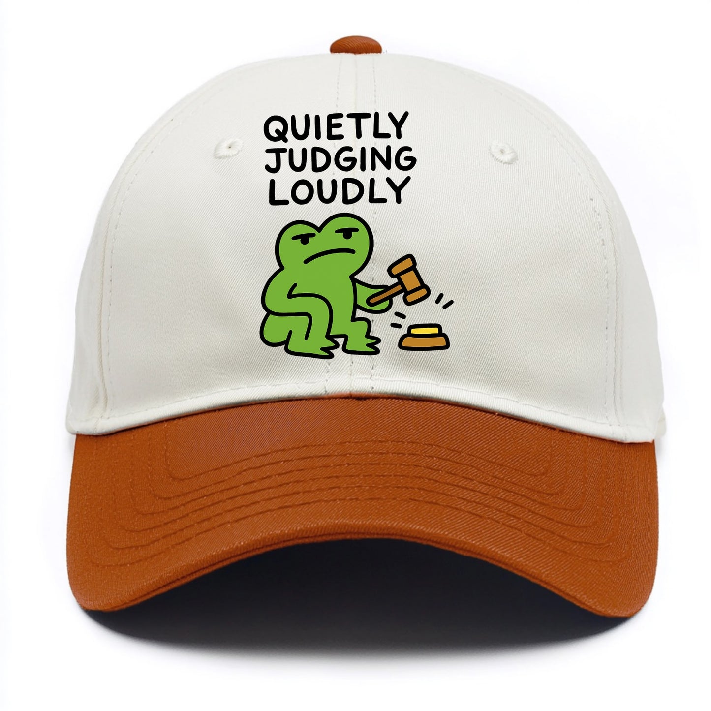 QUIETLY JUDGING LOUDLY | Silent gavel banging - Two Tone Cap - Orange