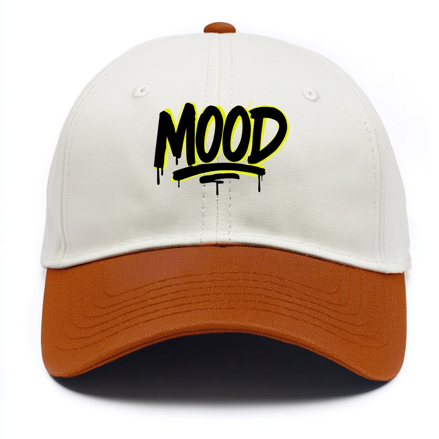 Bold typography design - "MOOD" - current state, feeling it - Two Tone Cap - Orange