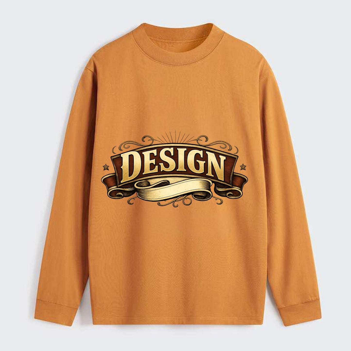 Bold typography design - "DESIGN" - intentional creation, aesthetic - Classic Long Sleeve Shirt - Orange