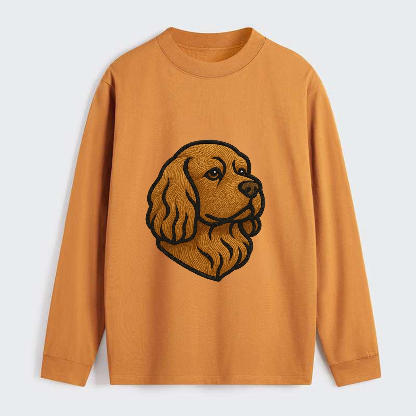 Sussex Spaniel - Golden liver embroidered low-set design - Classic Long Sleeve Shirt - Orange