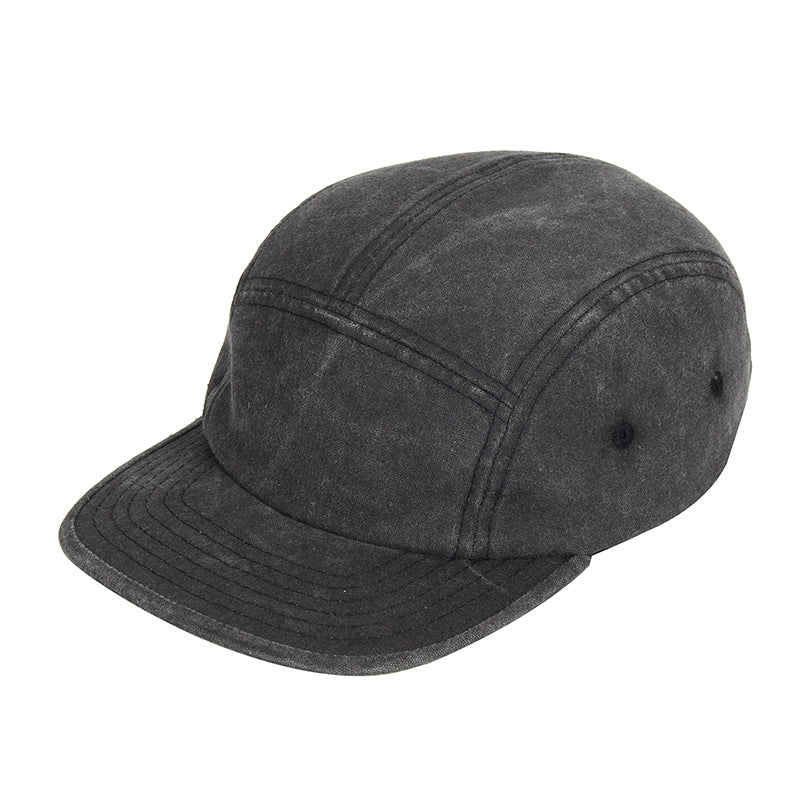 Premium Street Style Washed Canvas Camp Cap with 5-Panel Design and Hip-Hop Flair