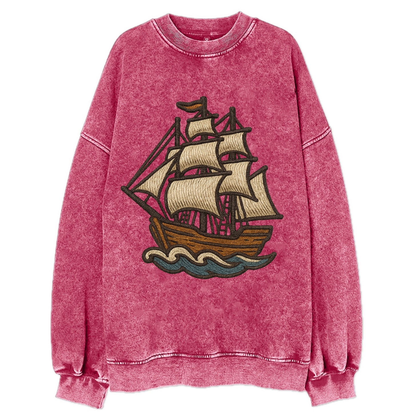 Sailing Ship - Vintage Sweatshirt - Pink