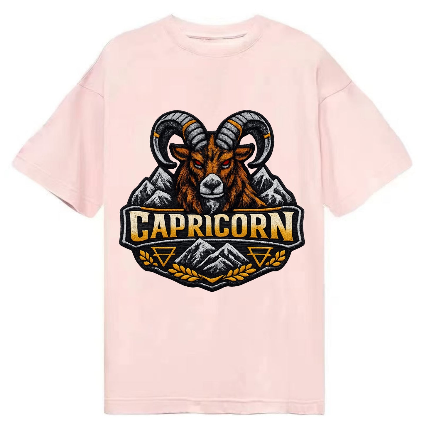 CAPRICORN GOAT - mountain goat in brown and gray , earth sign - Classic T-shirt - Pink