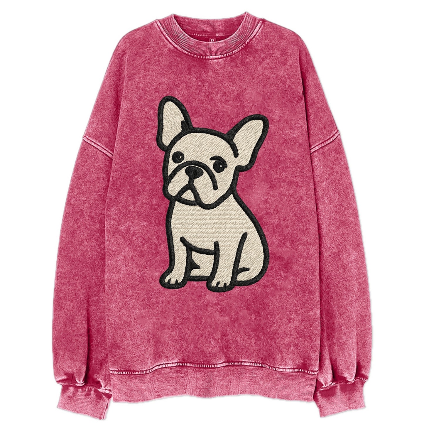 French Bulldog - Head tilt one ear up - Vintage Sweatshirt - Pink