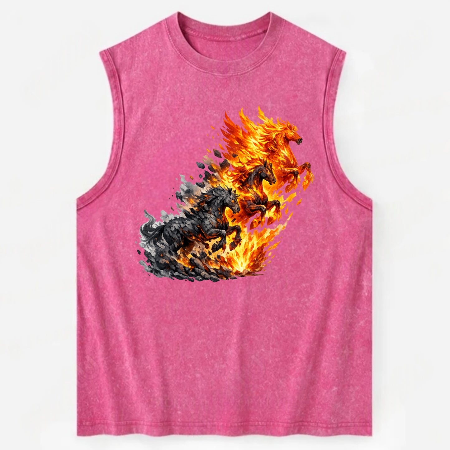 INFERNO STALLION | Horse made entirely of living flames | Blazing mane and - Vintage Washed Tank - Pink