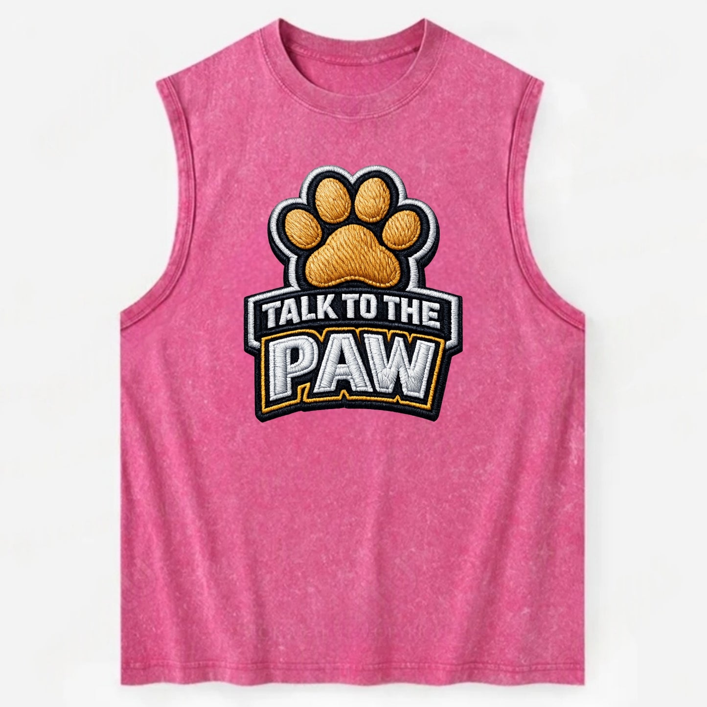 TALK TO THE PAW - raised paw in tan , sassy pet - Vintage Washed Tank - Pink