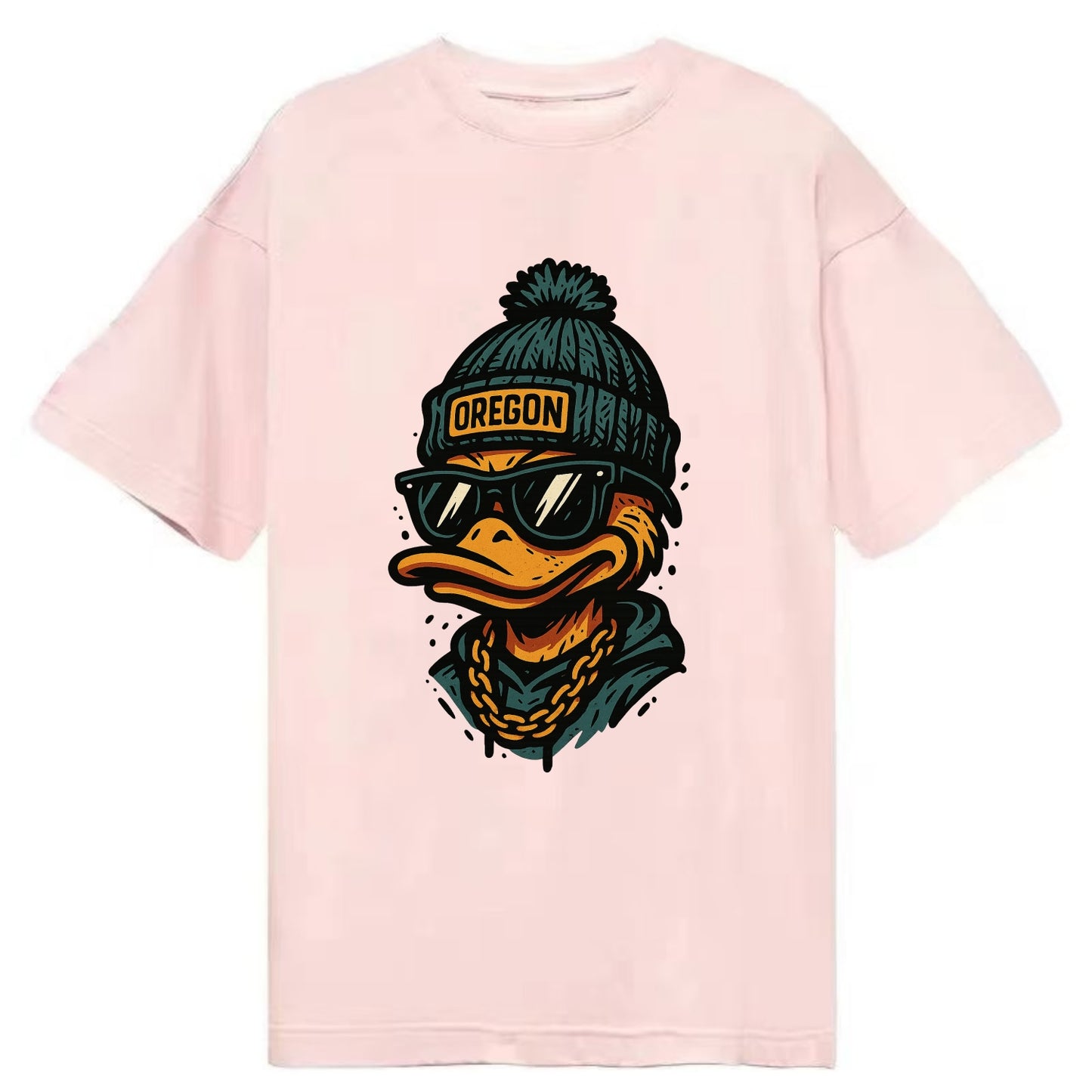 Eugene Duck wearing Oregon beanie with p - Classic T-shirt - Pink