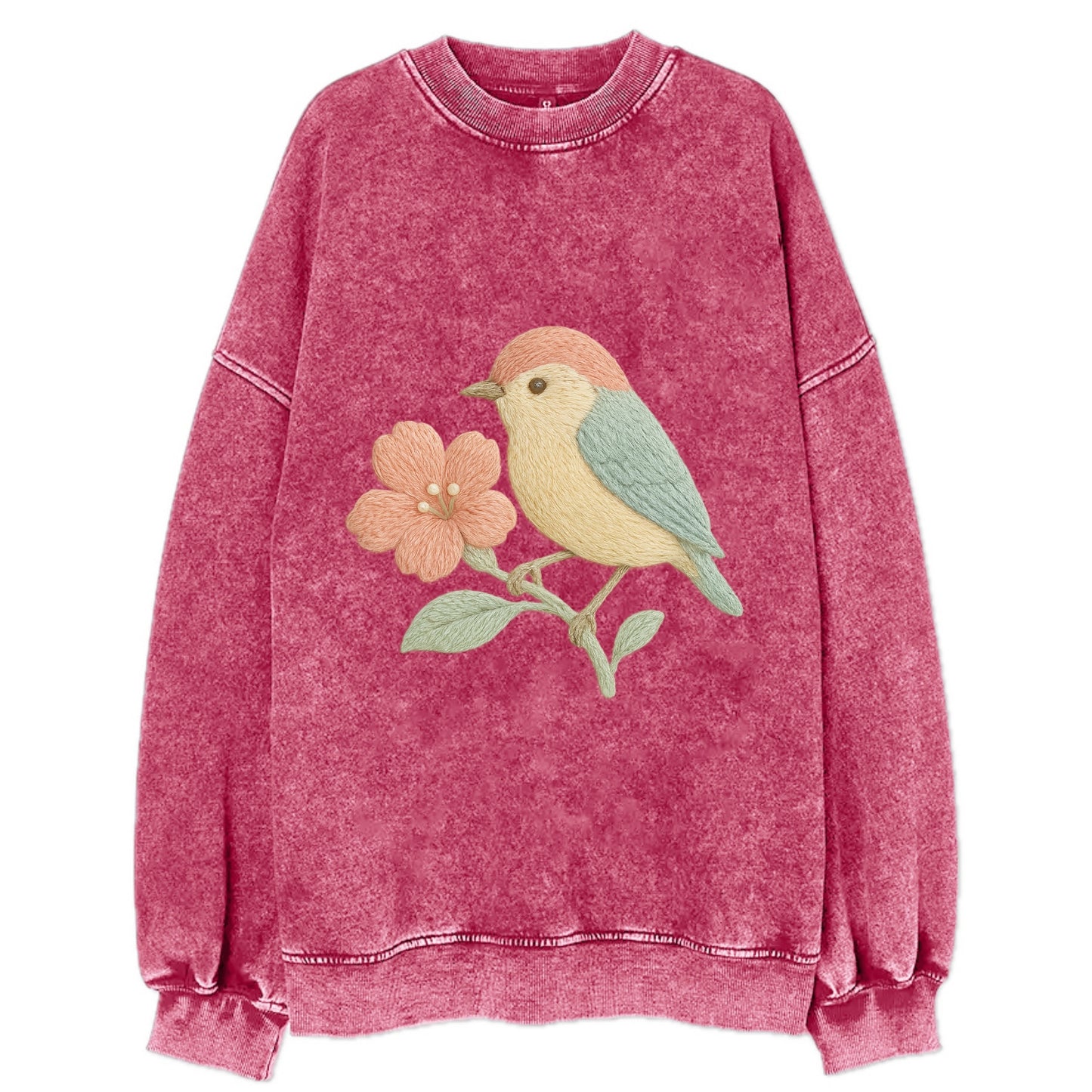 Peach Flowerpecker - Vintage Sweatshirt - Pink
