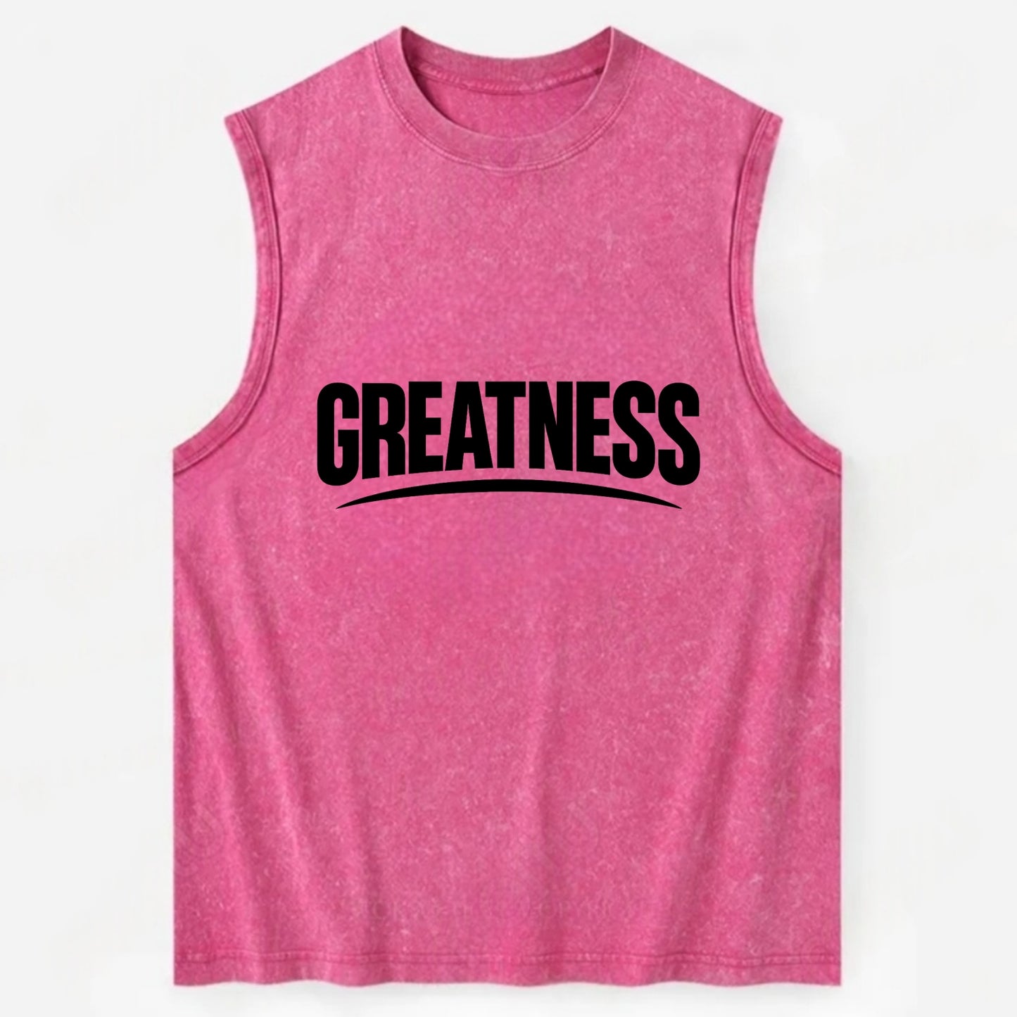 Bold typography design - "GREATNESS" - achieving excellence, reaching - Vintage Washed Tank - Pink