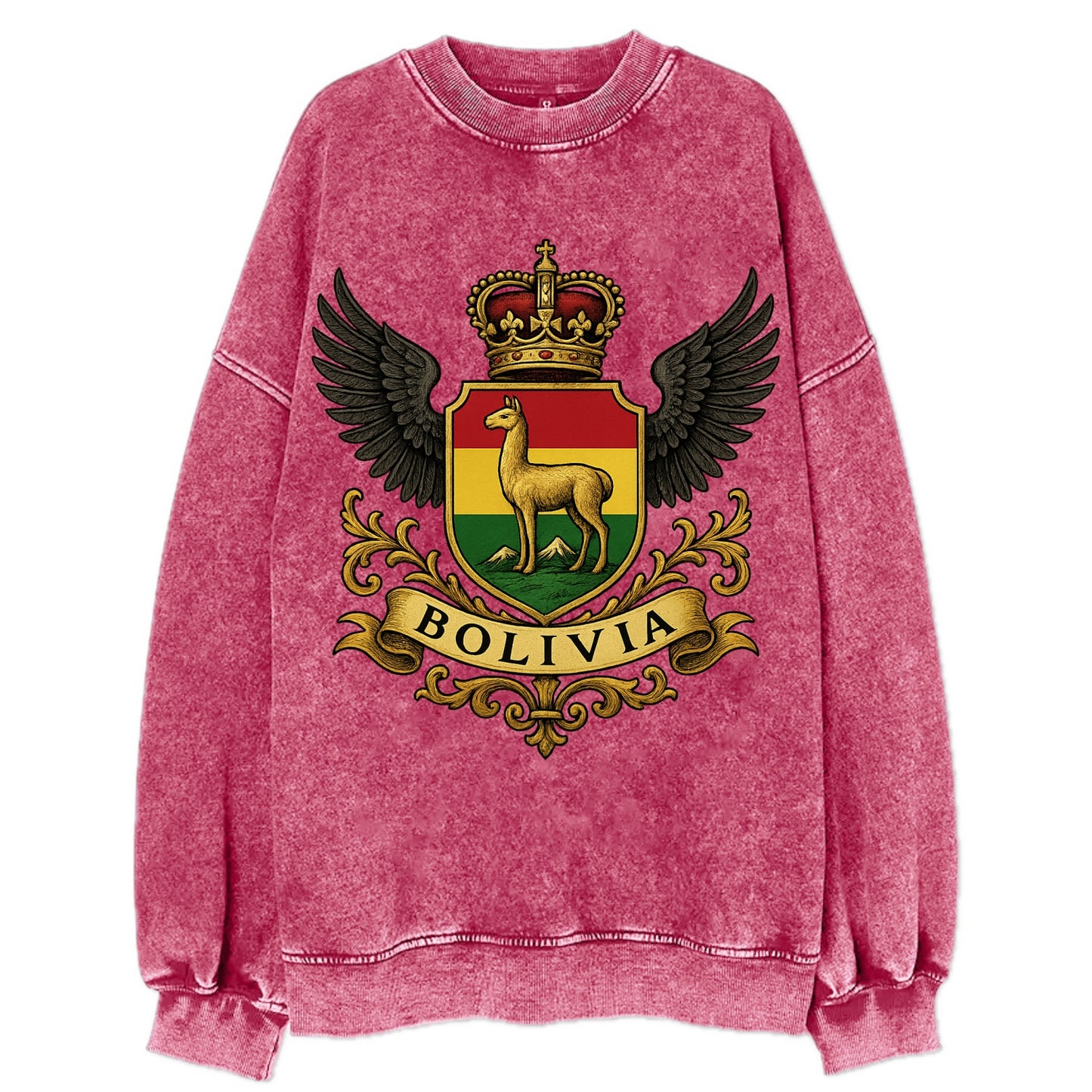 Bolivia Llama Emblem - Vintage Sweatshirt - Pink