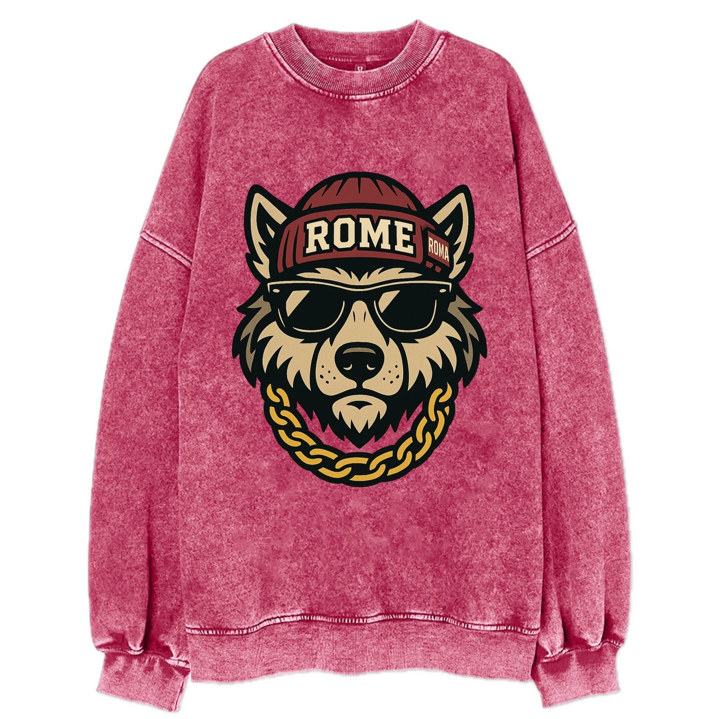 Rome Wolf - Vintage Sweatshirt - Pink