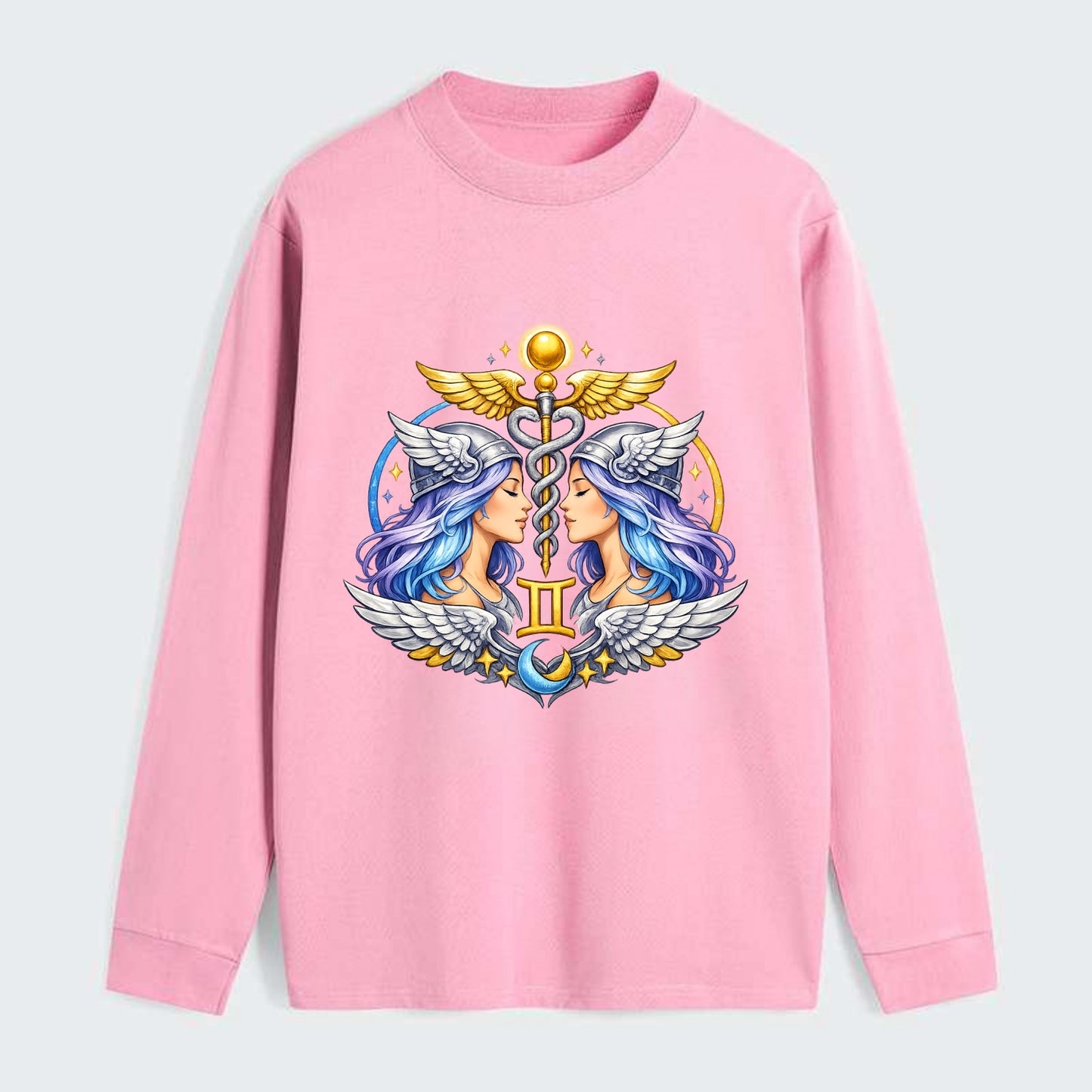 MERCURY WINGS | Winged messenger symbol | Caduceus staff | Swift - Classic Long Sleeve Shirt - Pink