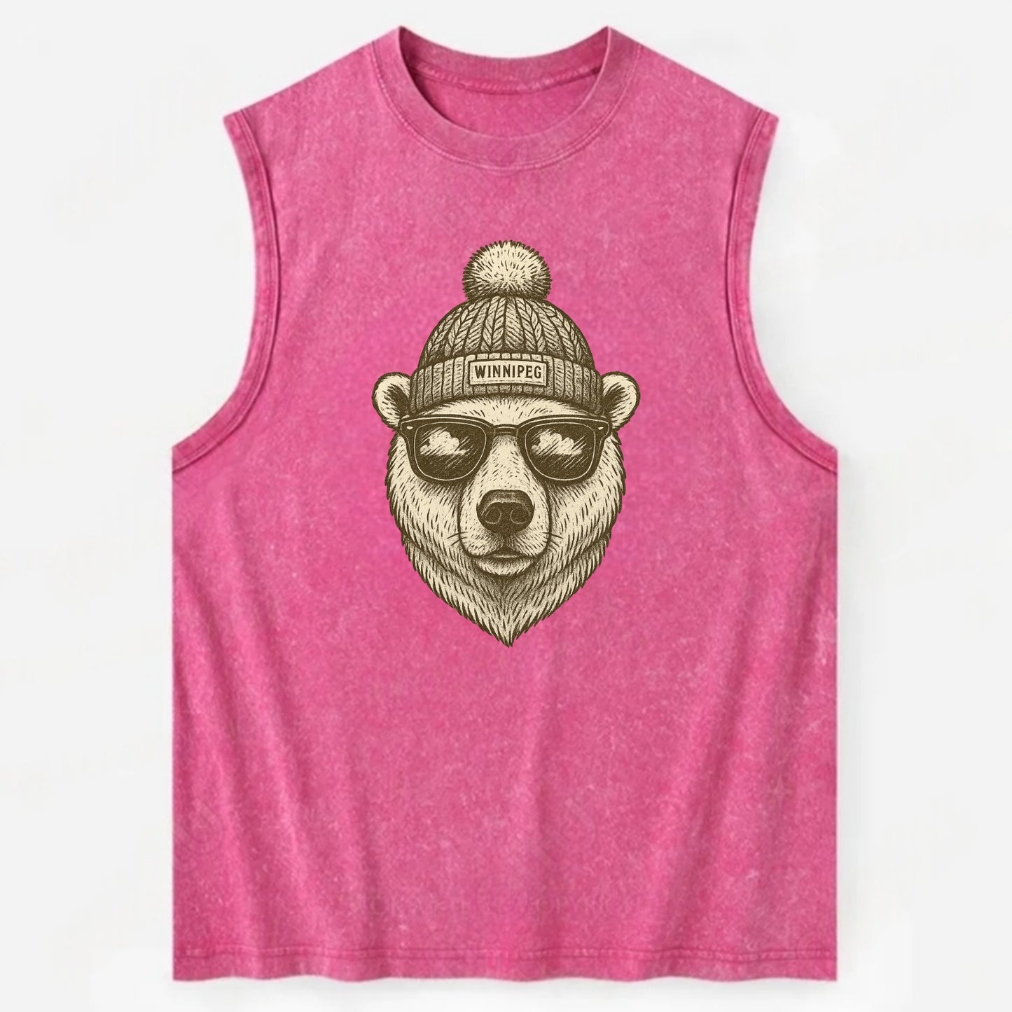 Winnipeg Polar Bear wearing Winnipeg bea - Vintage Washed Tank - Pink
