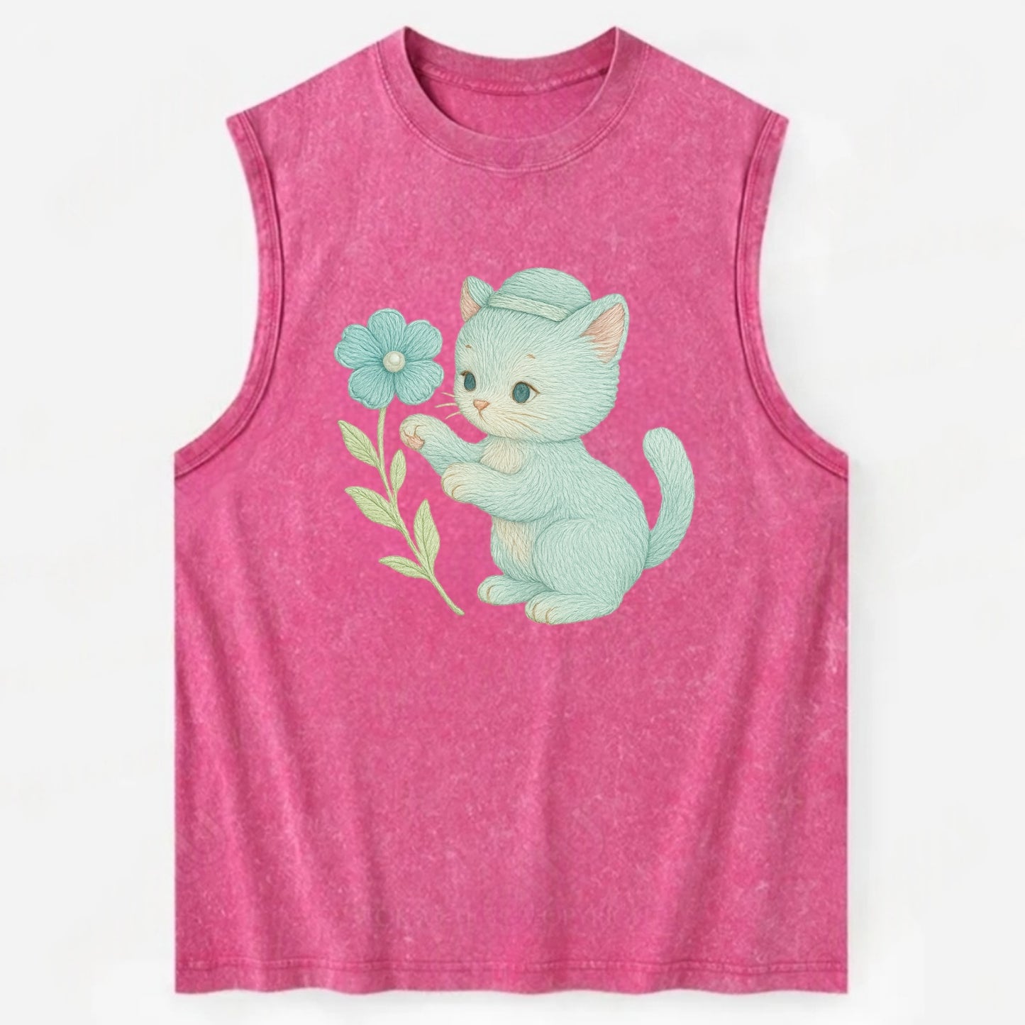 Aqua Kitten - Vintage Washed Tank - Pink