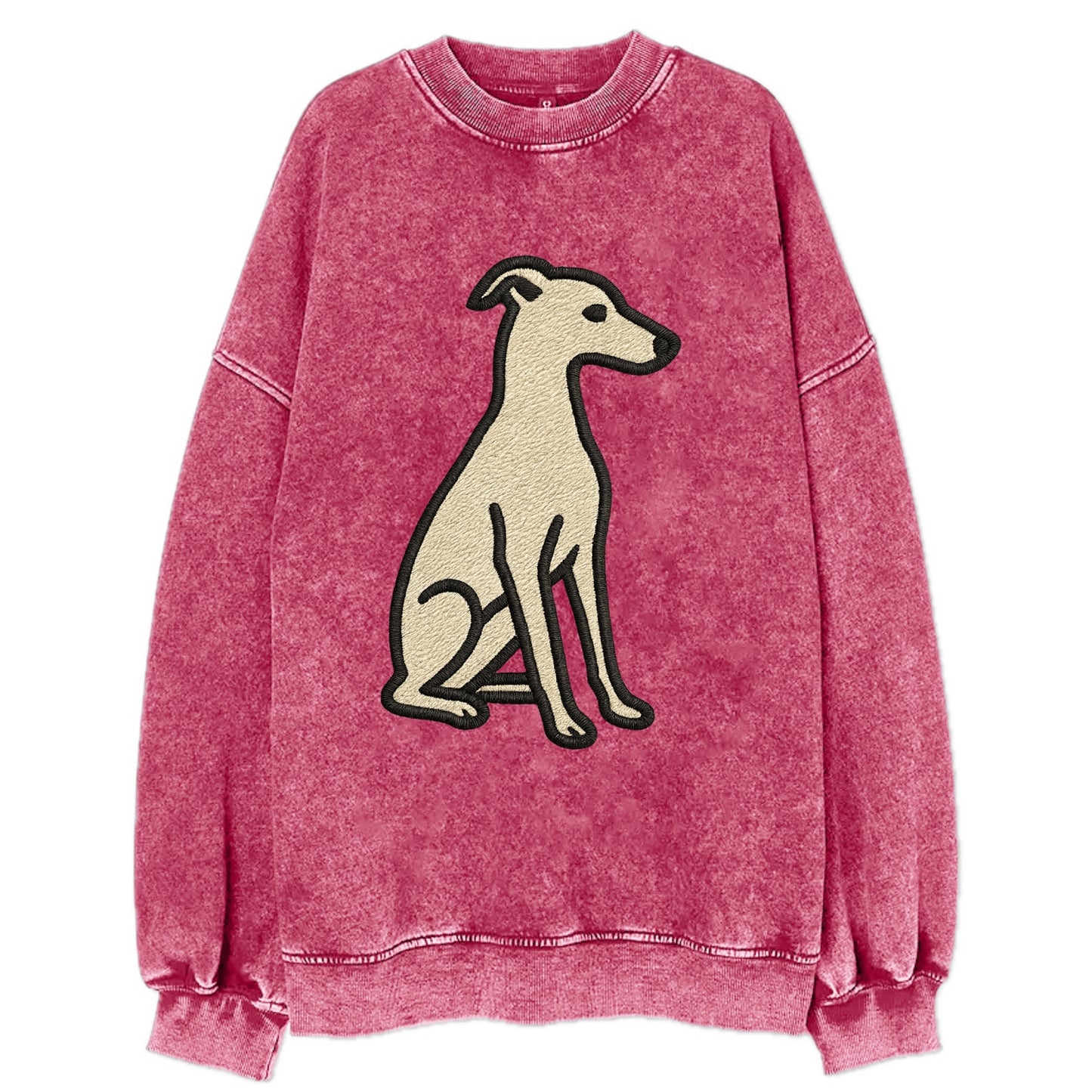 Italian Greyhound - Gray sitting pose - Vintage Sweatshirt - Pink