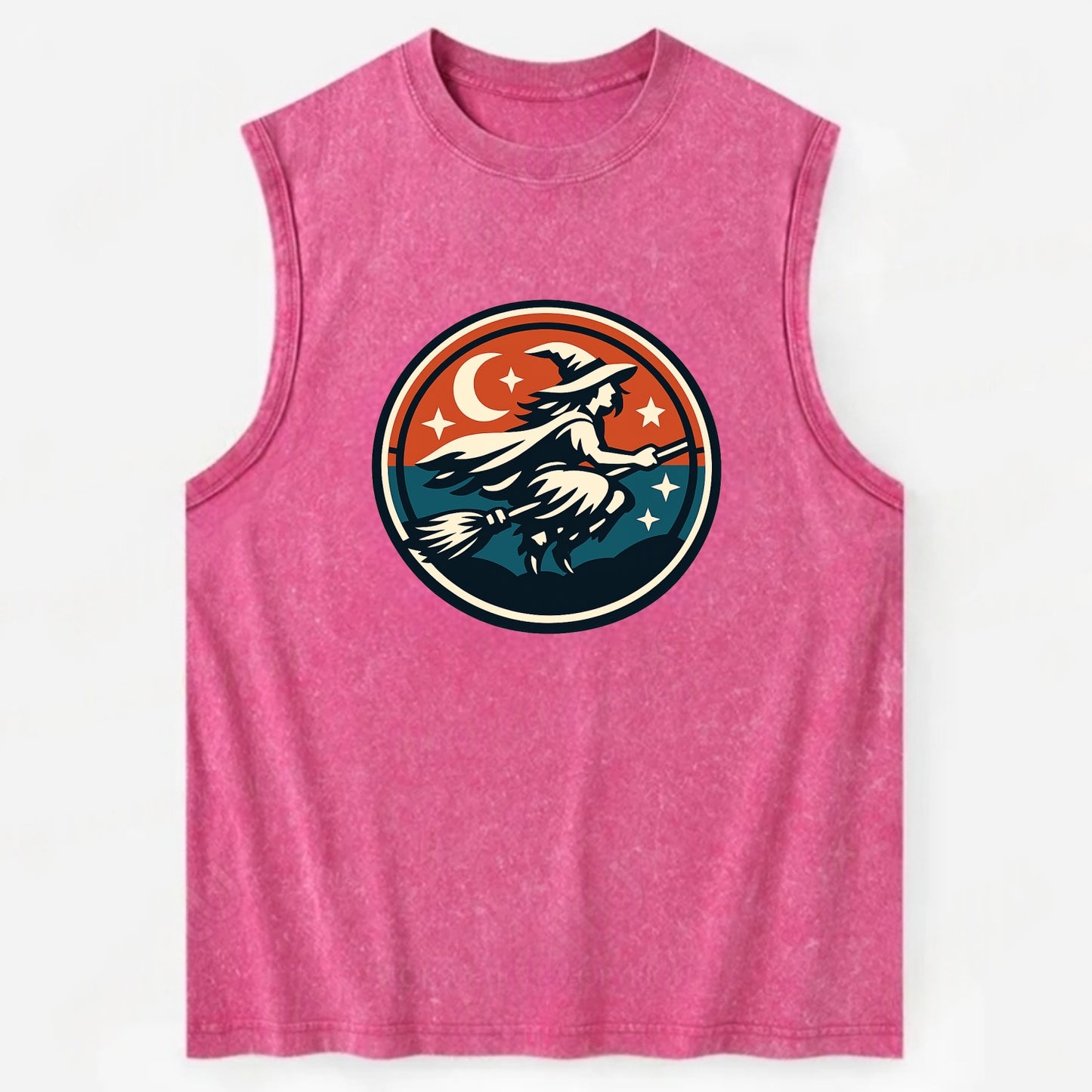 Mystic Night Witch Emblem - Vintage Washed Tank - Pink