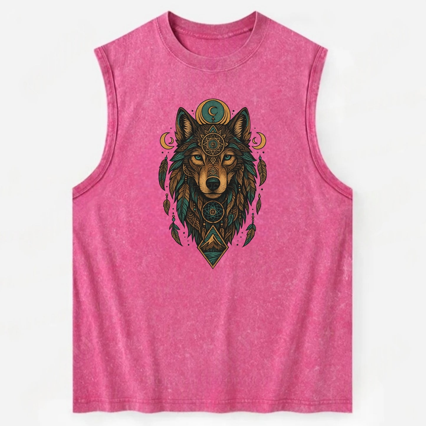 Retro 80s Wolf - Vintage Washed Tank - Pink