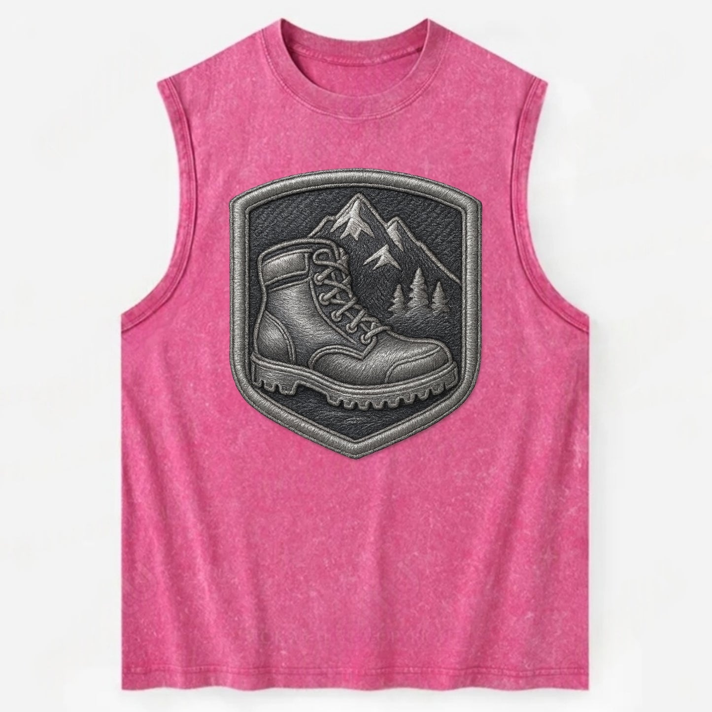 Hiking boots with mountain peak - hiker pride - Vintage Washed Tank - Pink