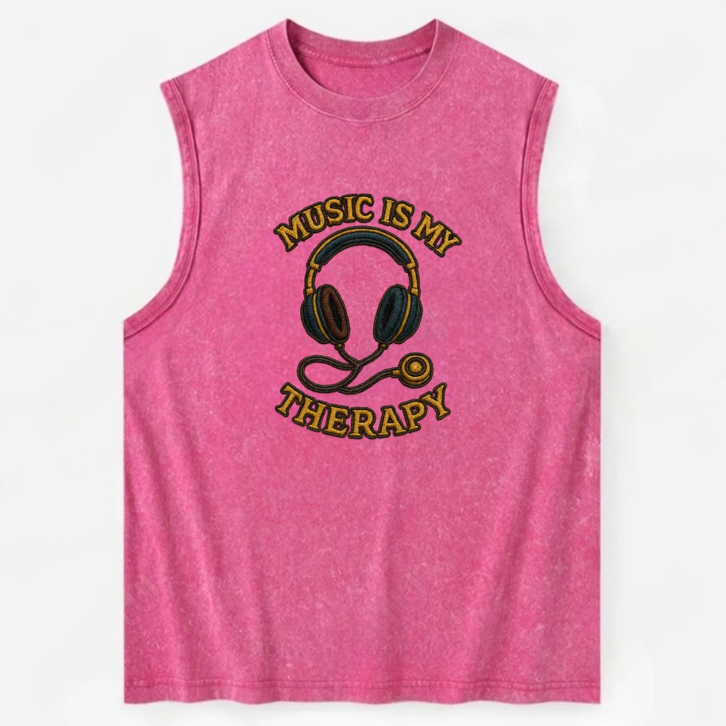 Music Is My Therapy - Vintage Washed Tank - Pink