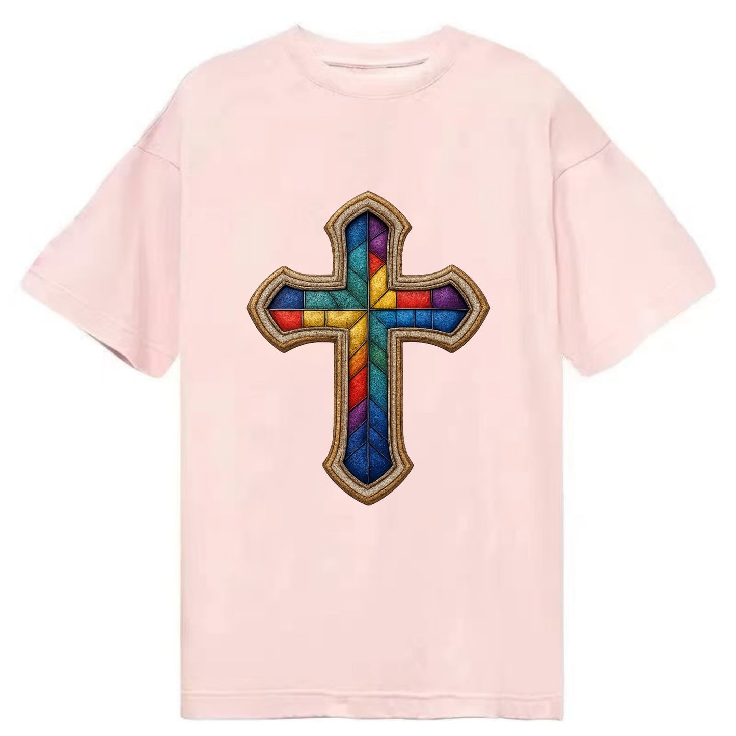Stained Glass Cross - Classic T-shirt - Pink