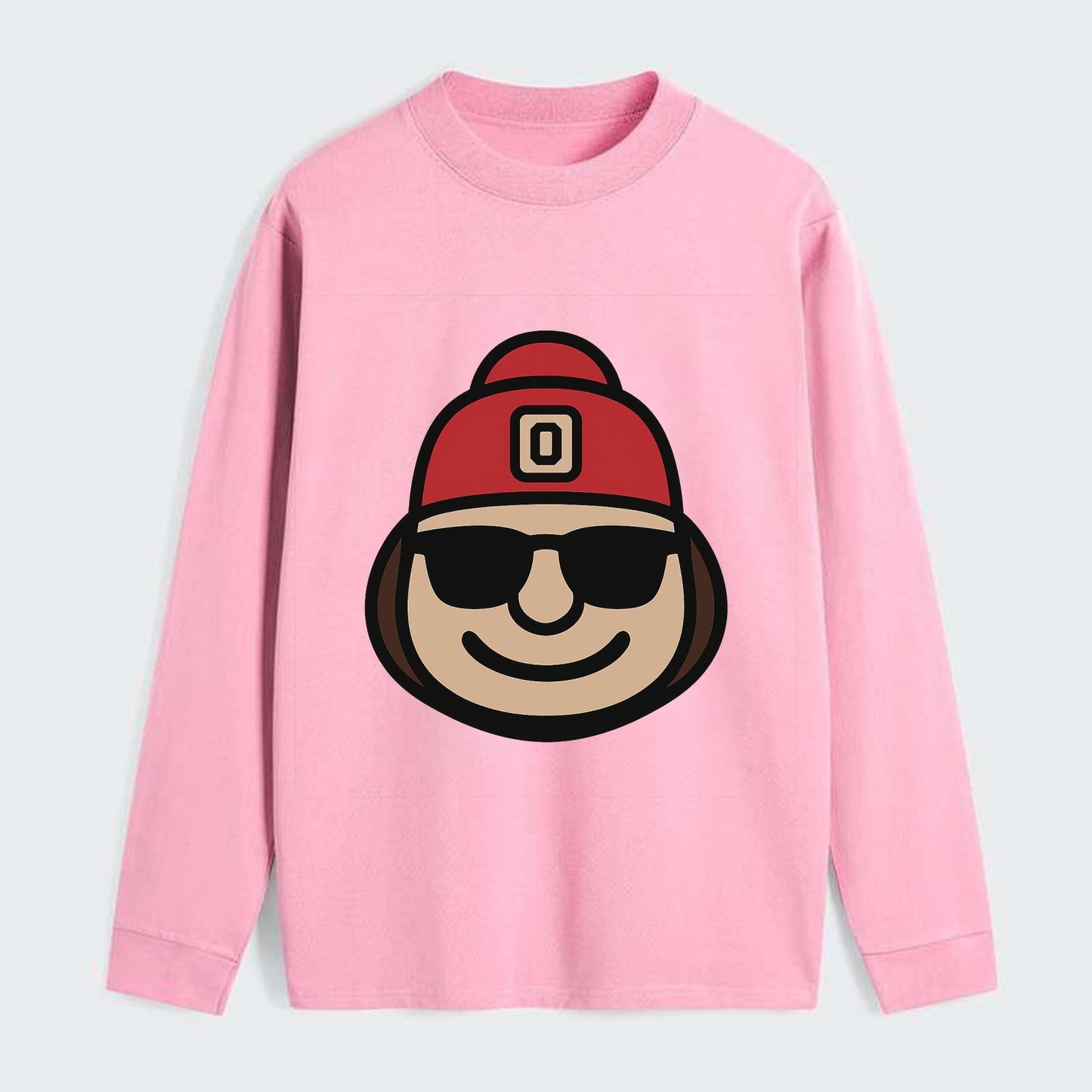 Columbus Brutus wearing Ohio State beanie with Block O patch - Classic Long Sleeve Shirt - Pink