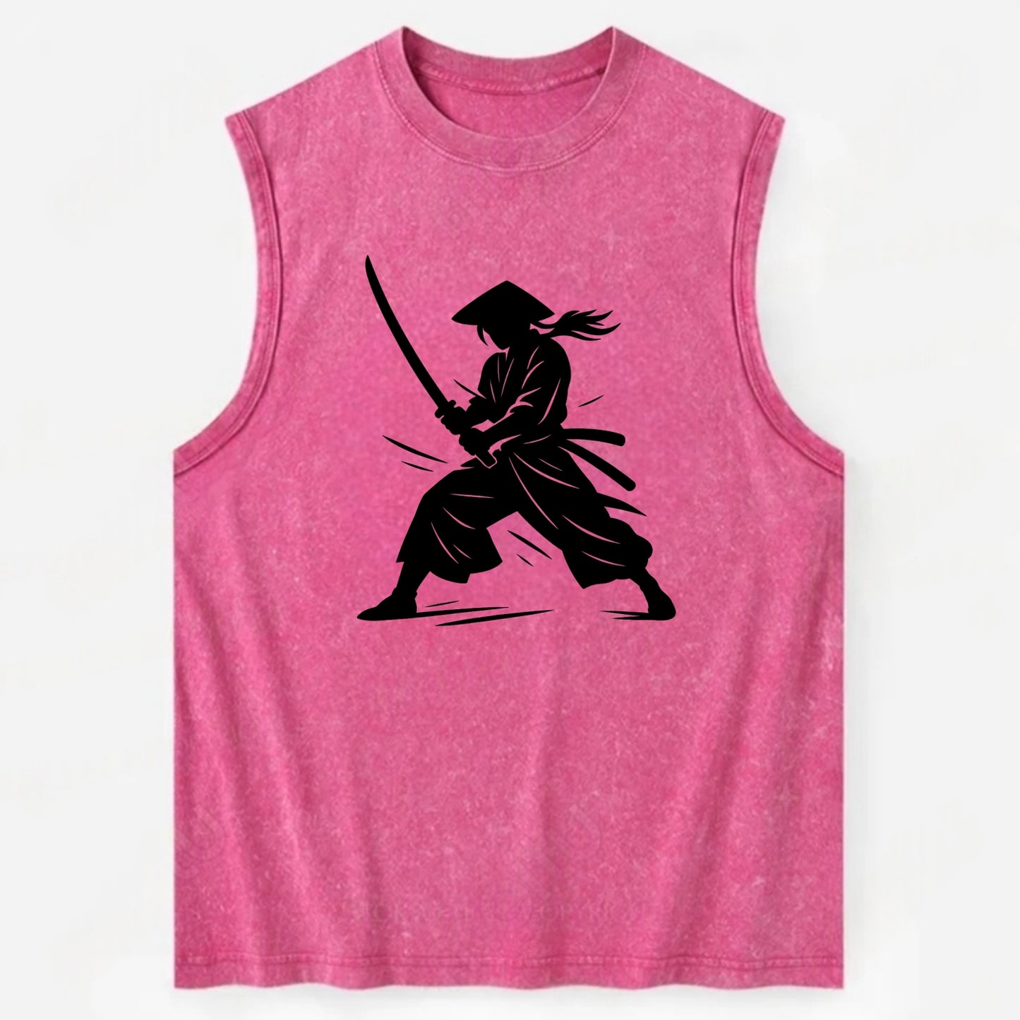 Samurai in battle-ready stance - Vintage Washed Tank - Pink